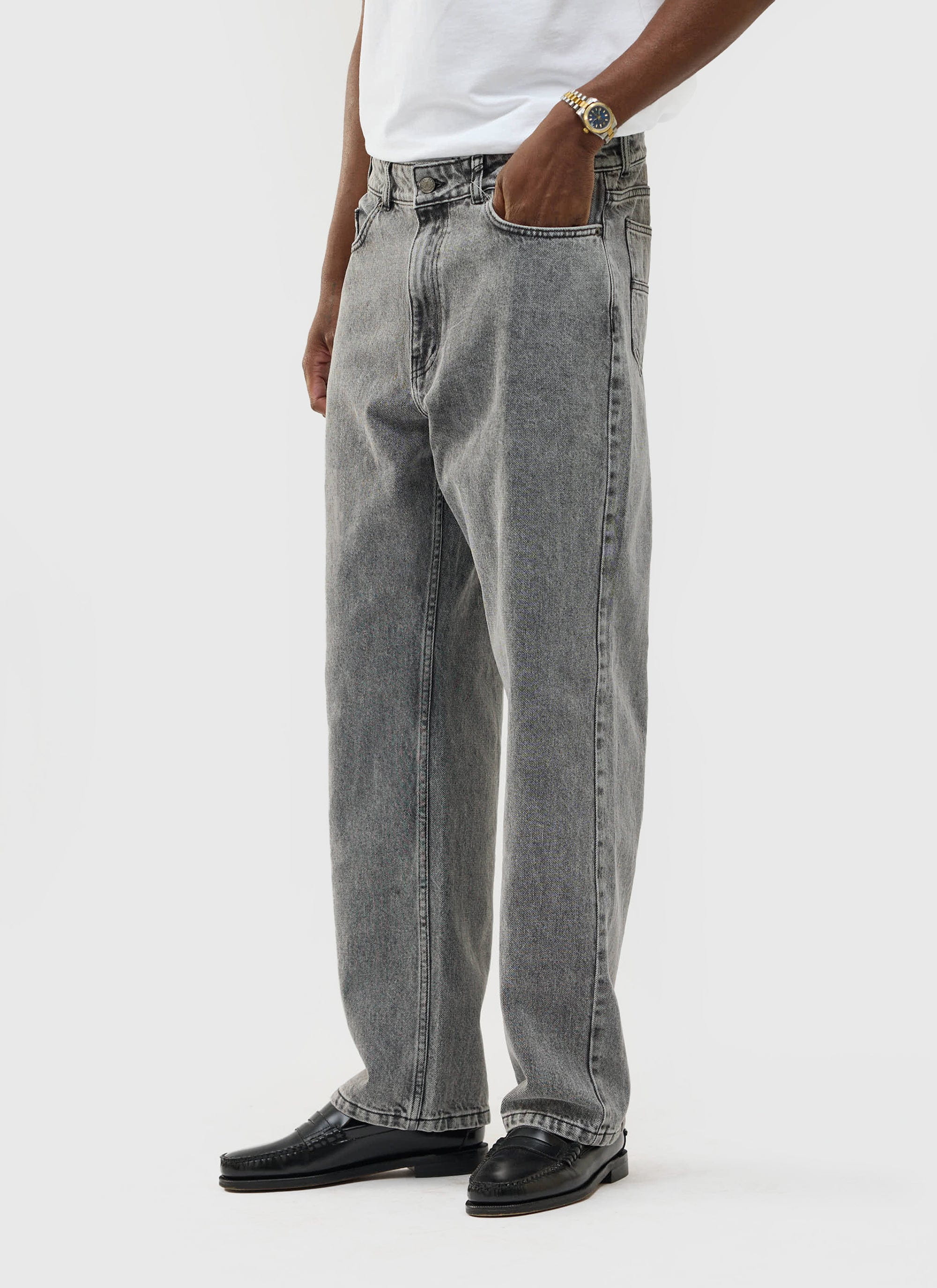 Wide Leg Denim Jeans | Warm Grey Wash - Image 5