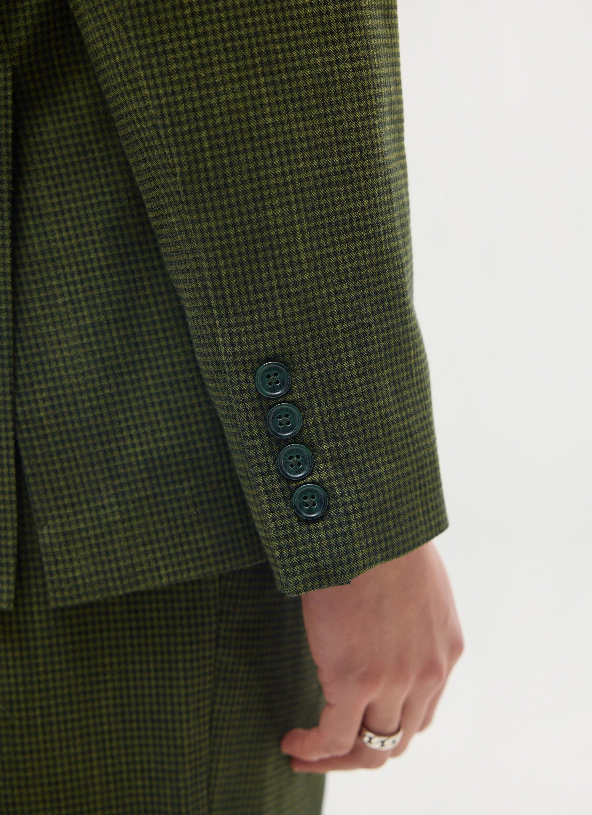 Relaxed Tailored Blazer | Micro Check | Forest - Image 4