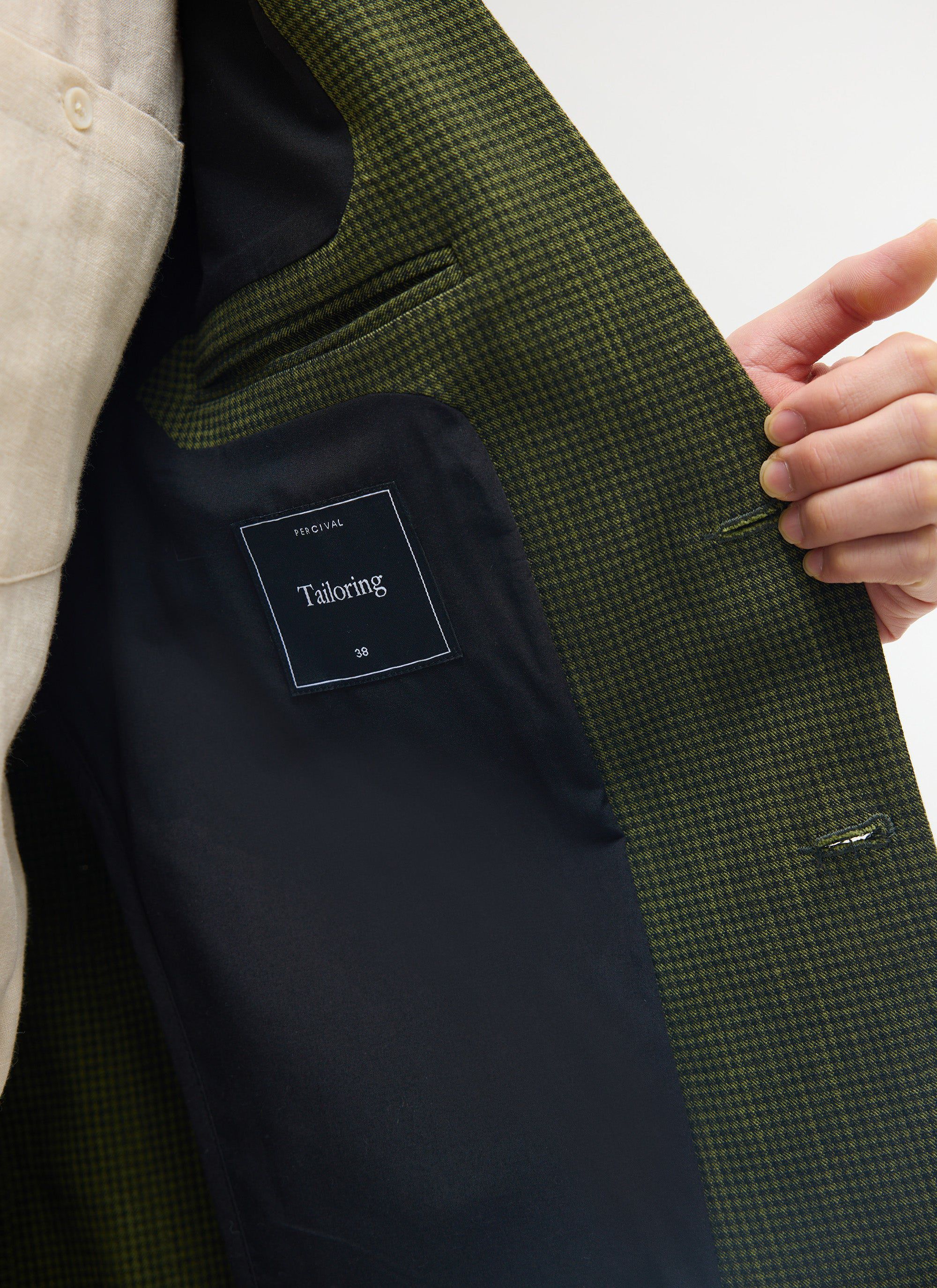 Relaxed Tailored Blazer | Micro Check | Forest - Image 6