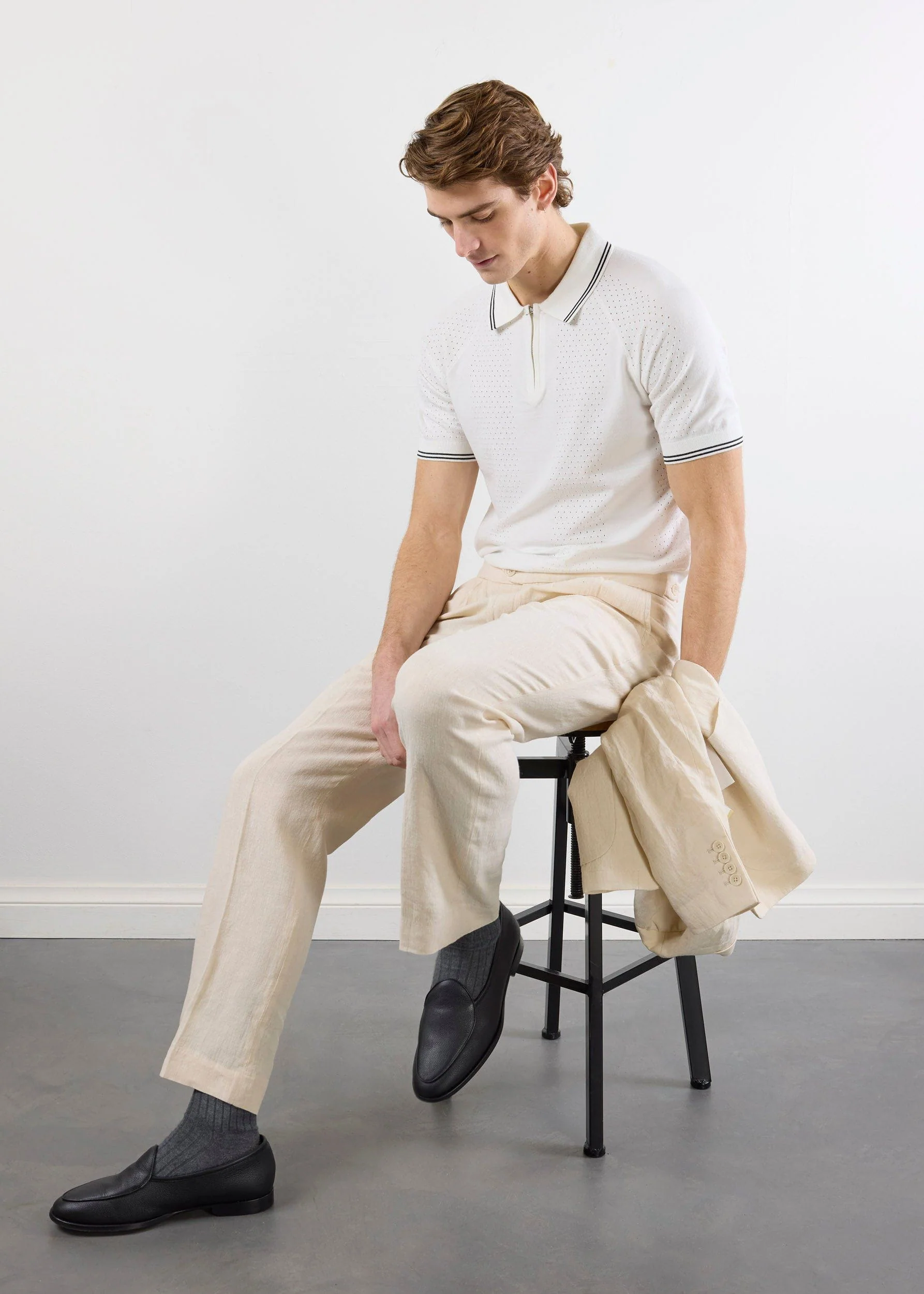 Rossi Knitted Polo | White - Image 3