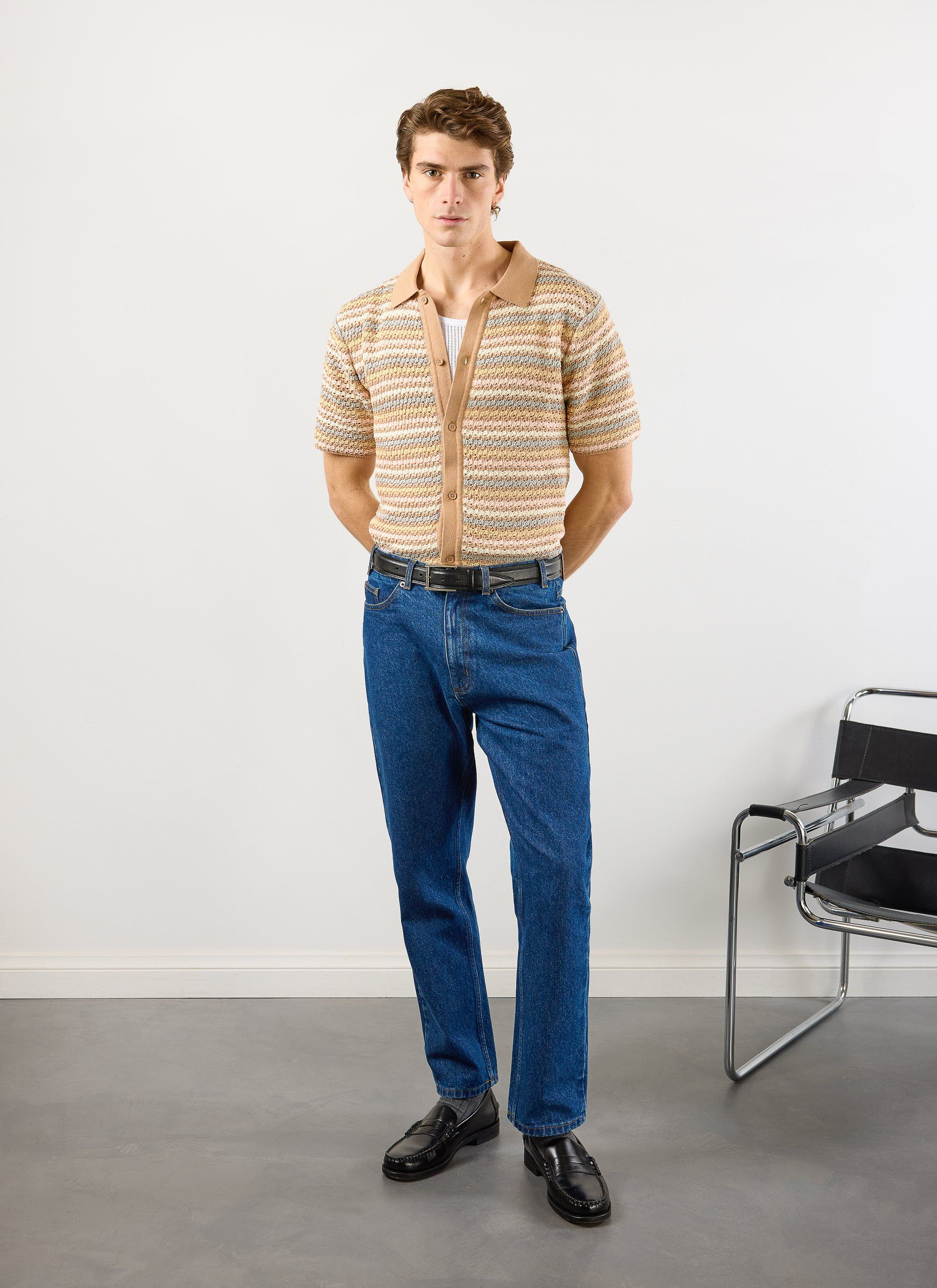 Sari Stripe Knitted Shirt | Cotton | Cream - Image 6