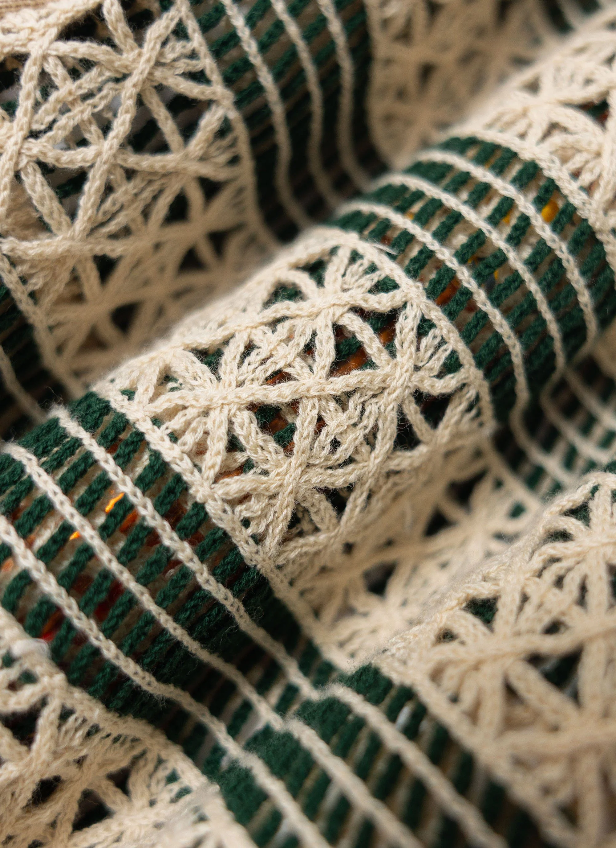 Sarti Knitted Polo Shirt | Cotton | Cream with Forest - Image 6