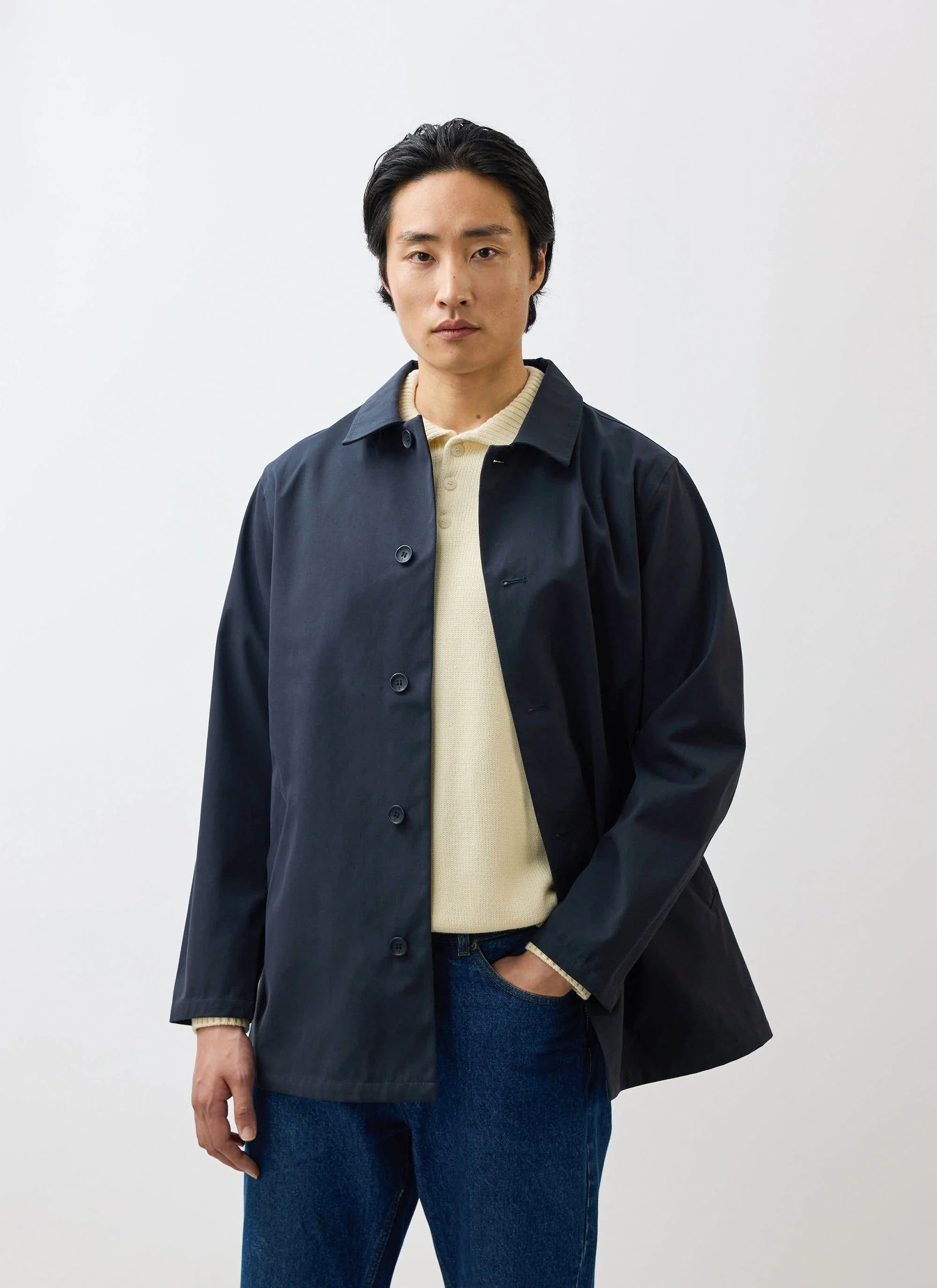 Sherlock Short Trench Coat | Waterproof | Midnight with Olive