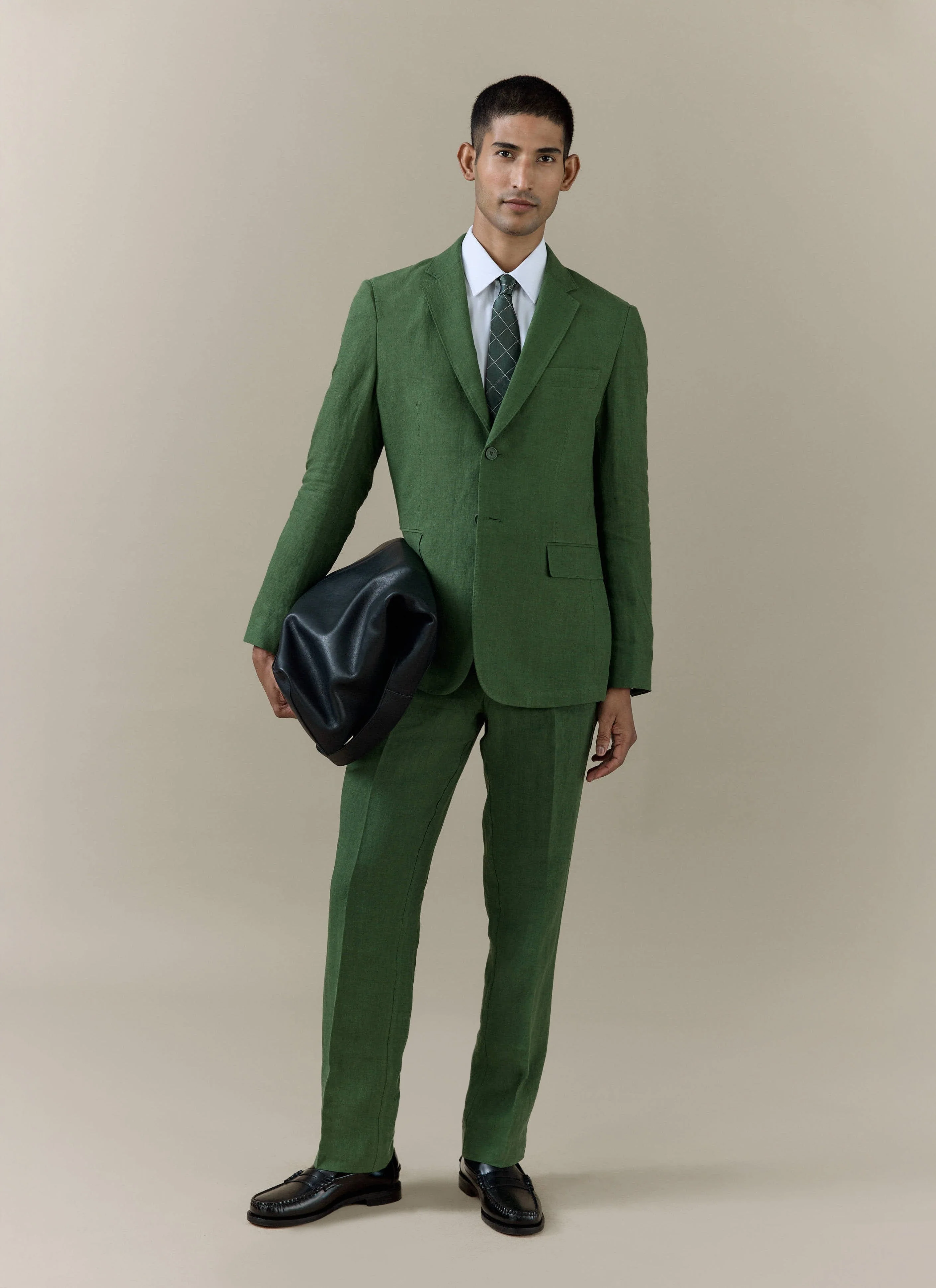 Slim Fit Classic Blazer | Linen | Forest