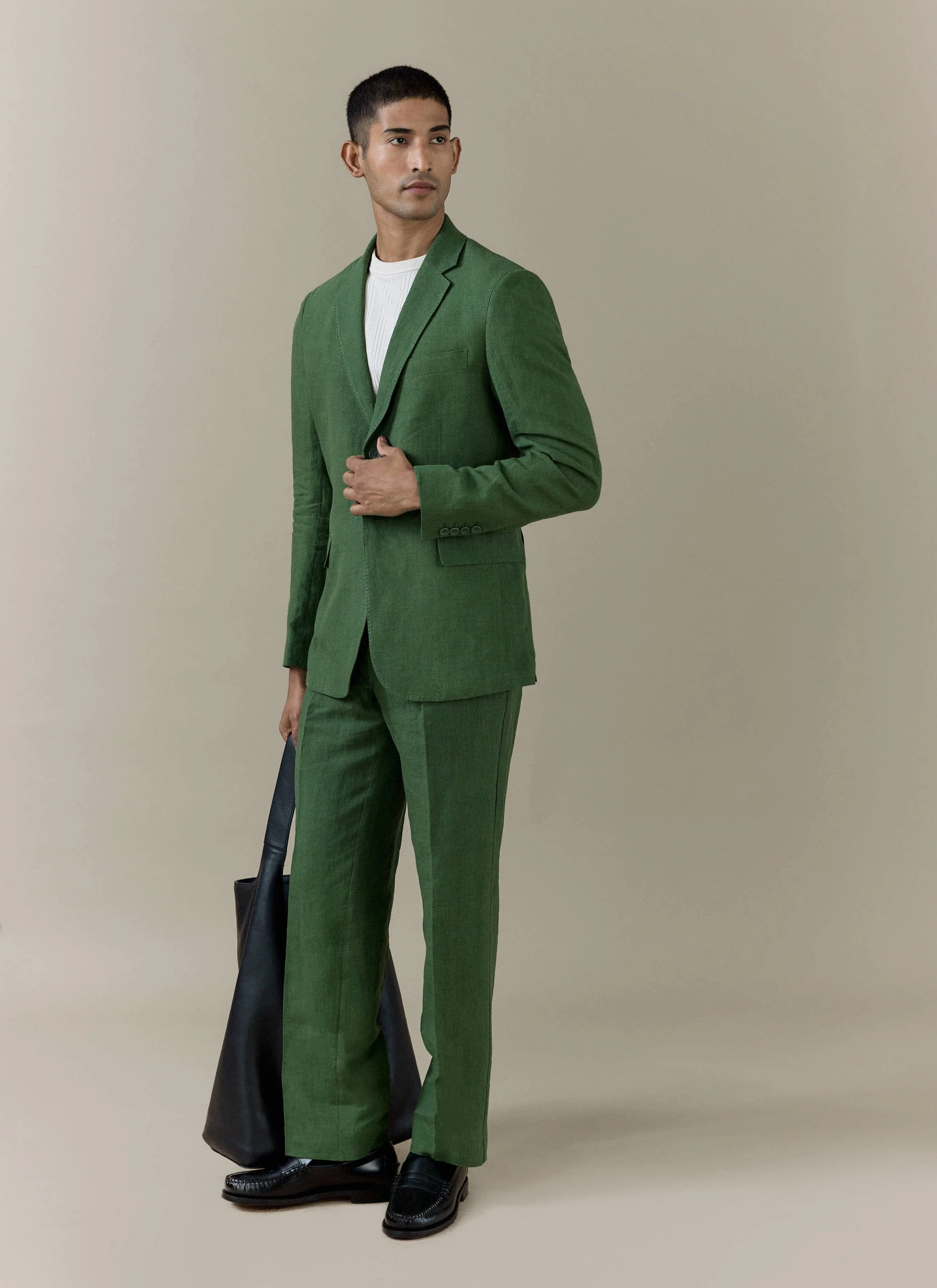 Slim Fit Classic Blazer | Linen | Forest - Image 4