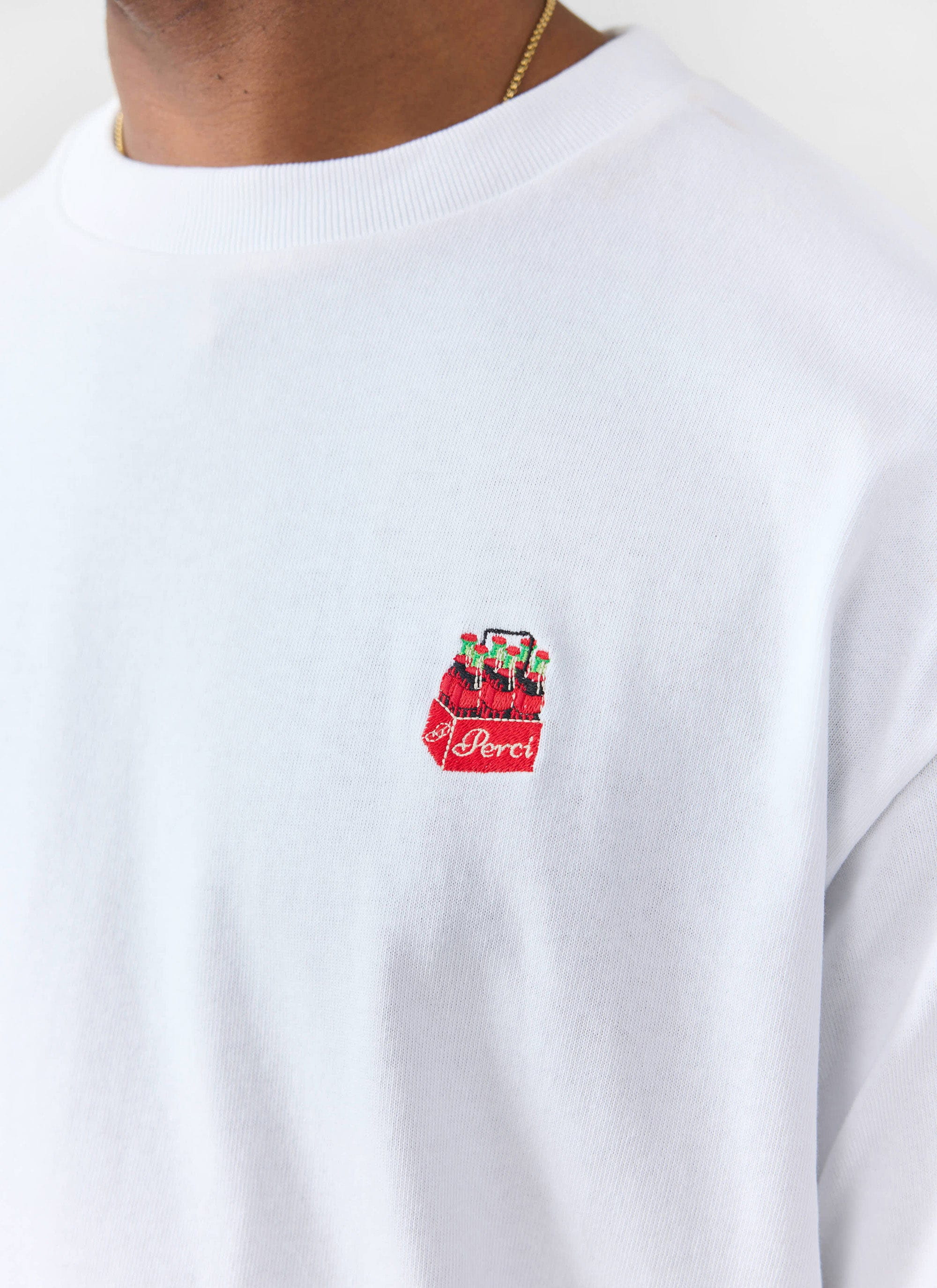 Soda Bottles Oversized Embroidered T Shirt | Organic Cotton | White