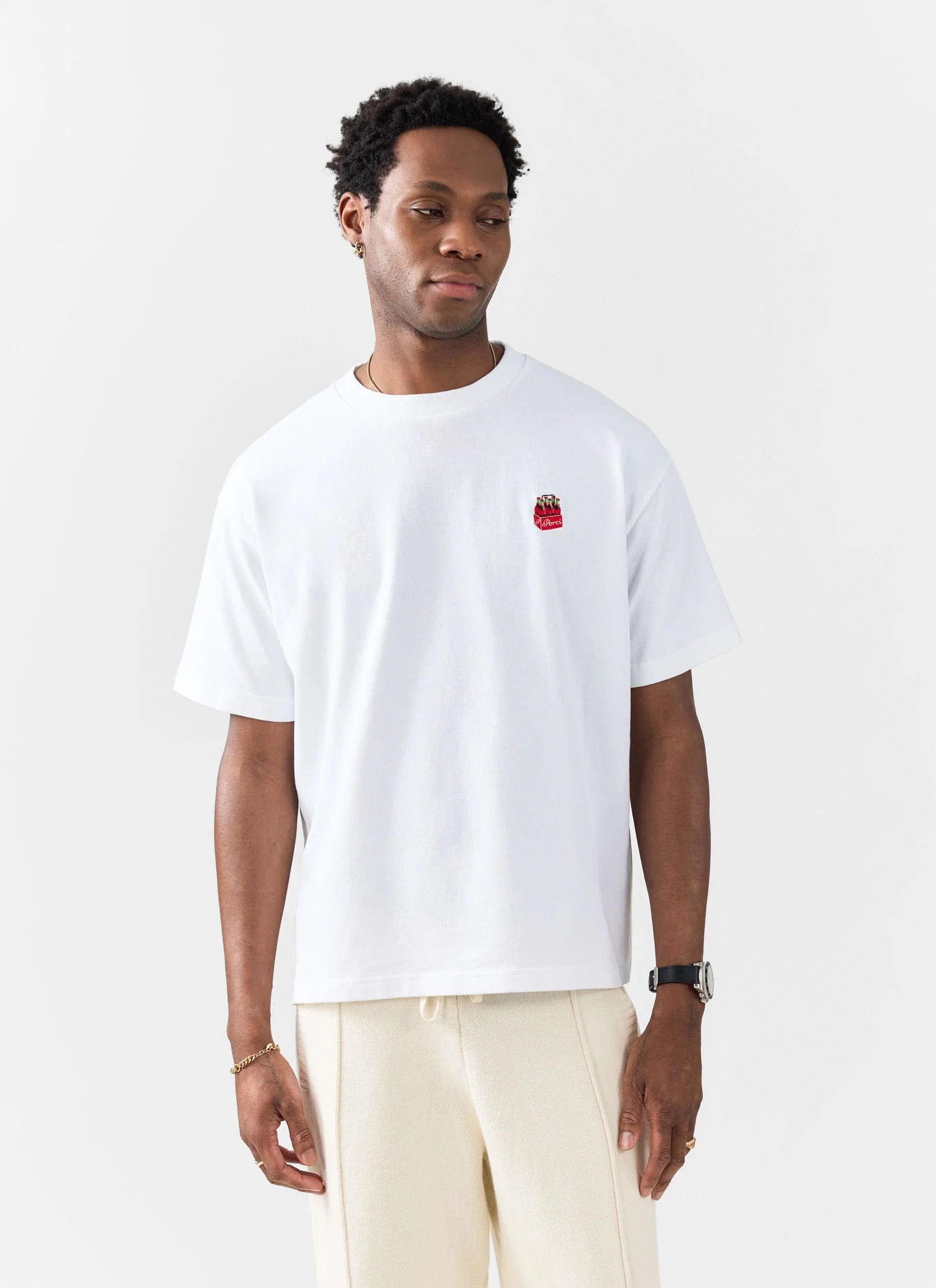 Soda Bottles Oversized Embroidered T Shirt | Organic Cotton | White - Image 2