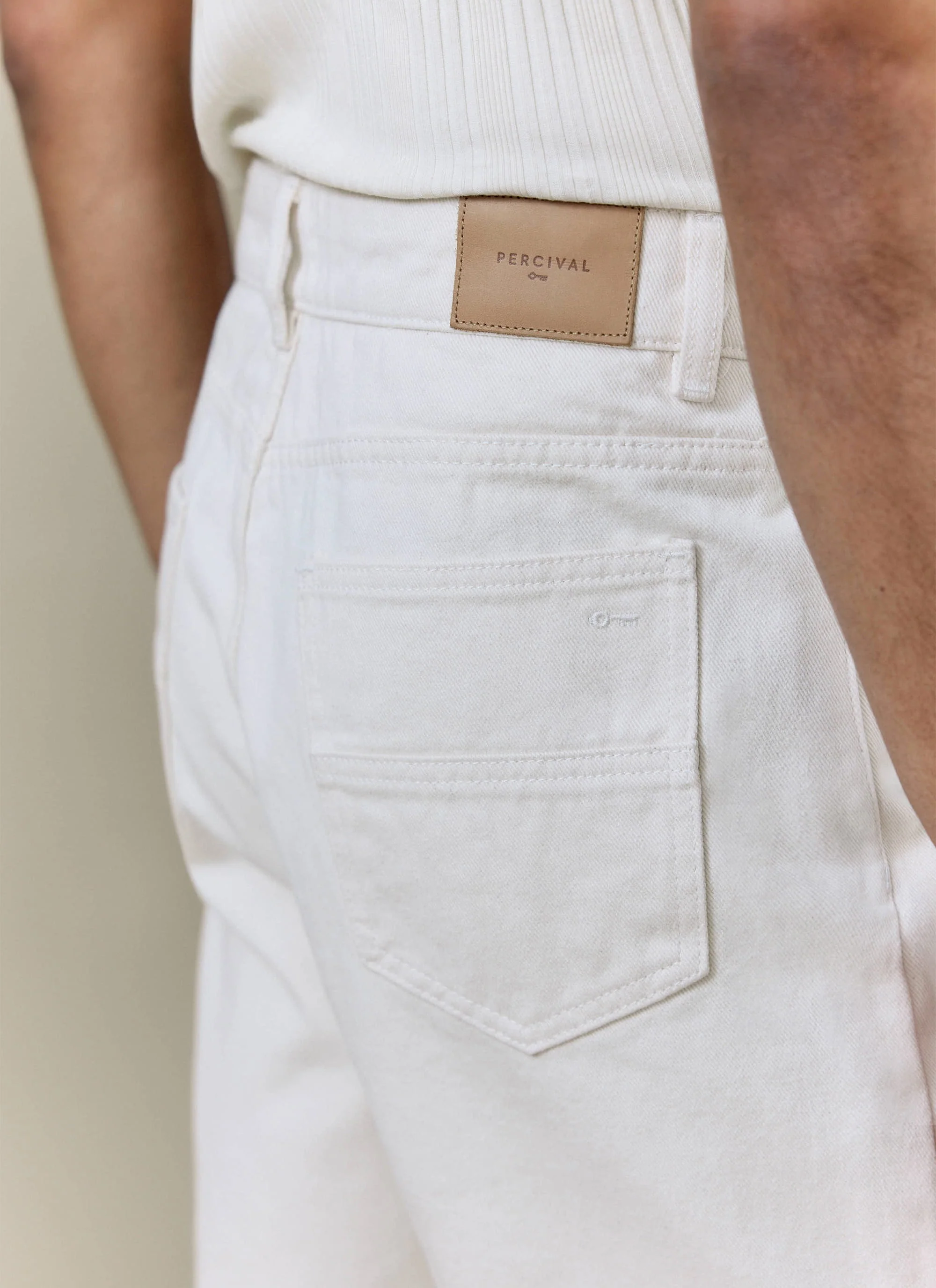 Straight Leg Denim Jeans | Cotton | Cream - Image 8