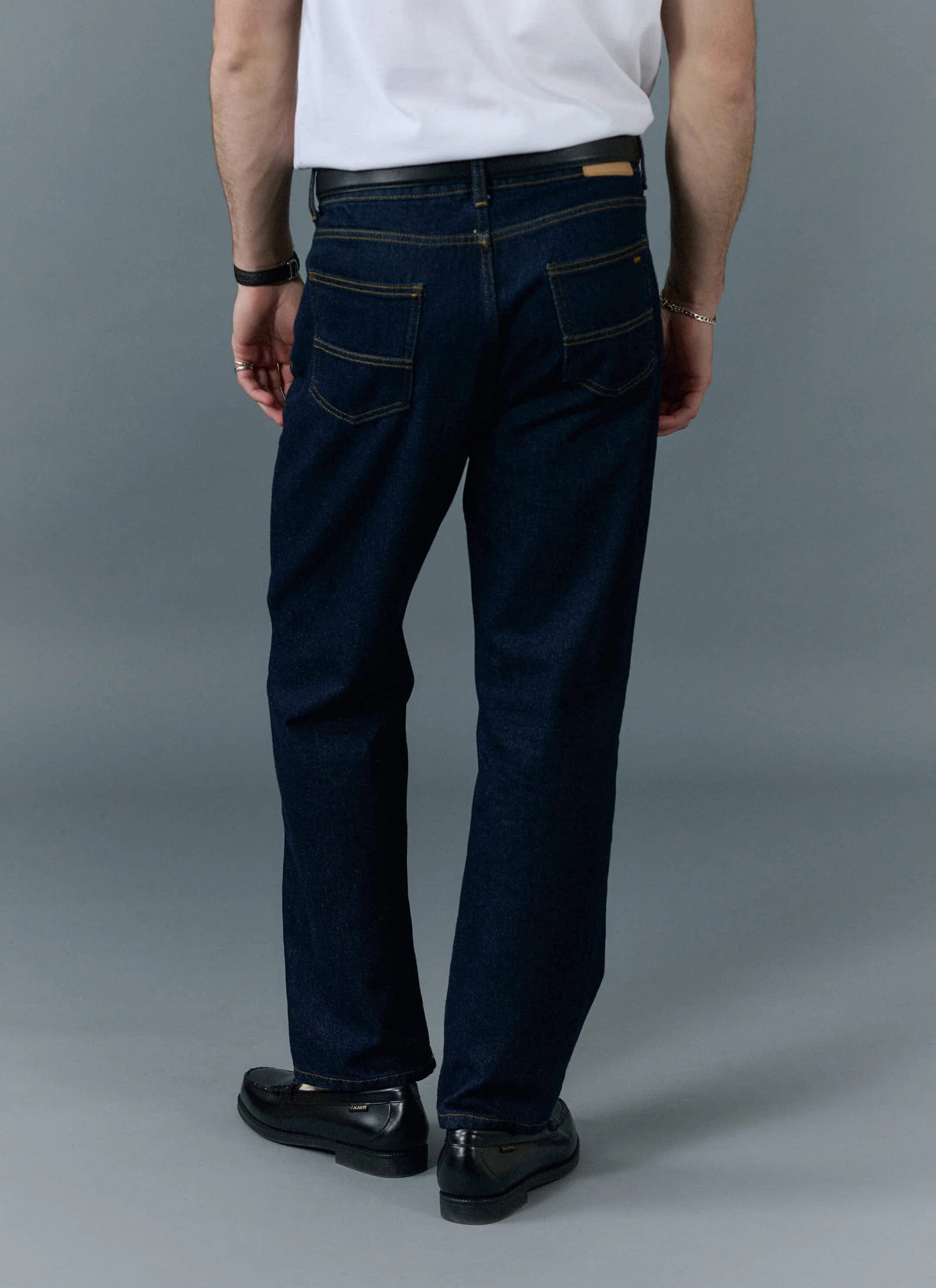 Straight Leg Denim Jeans | Cotton | Dark Indigo - Image 5