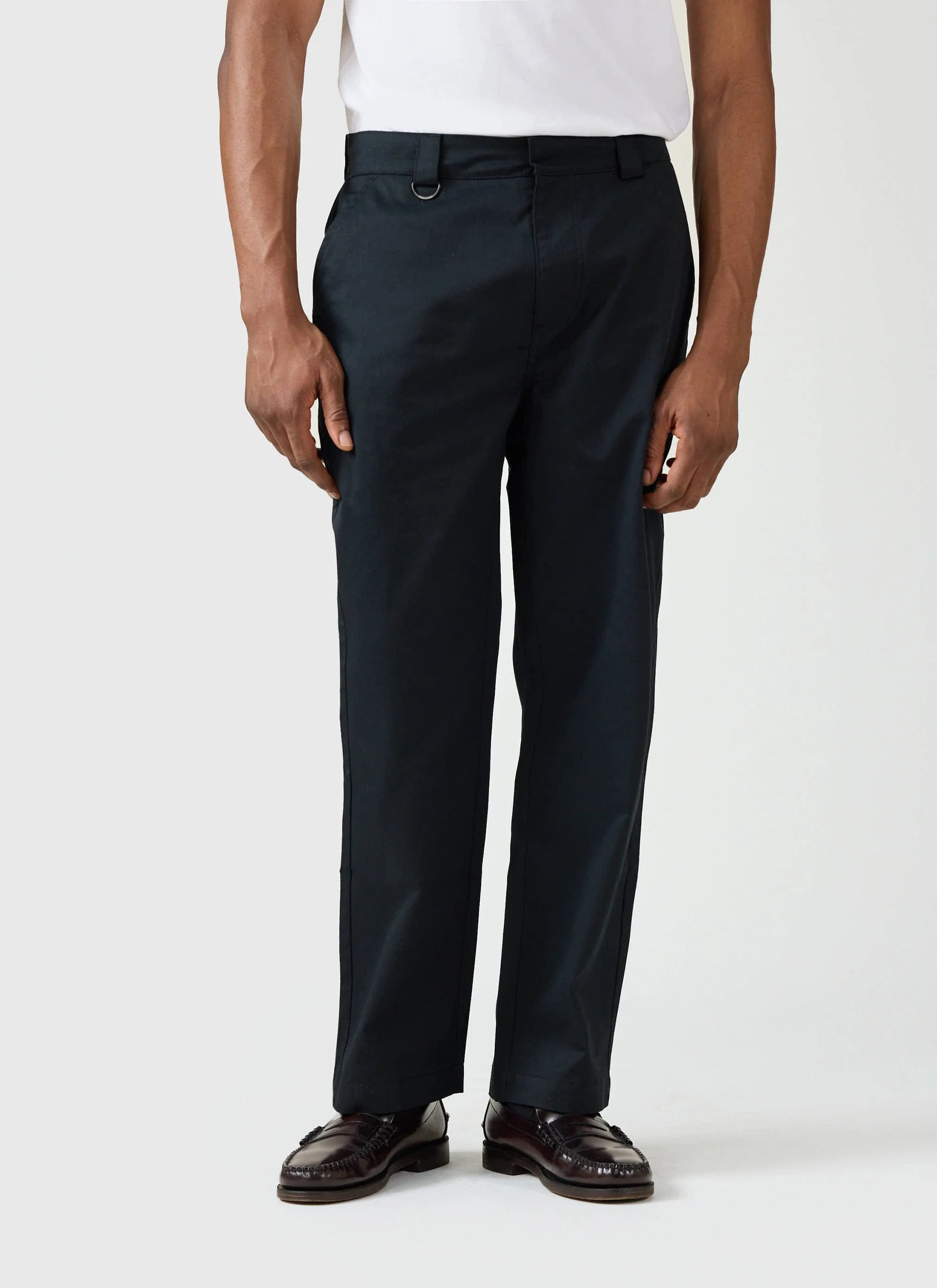Straight Leg Trousers | Twill | Black