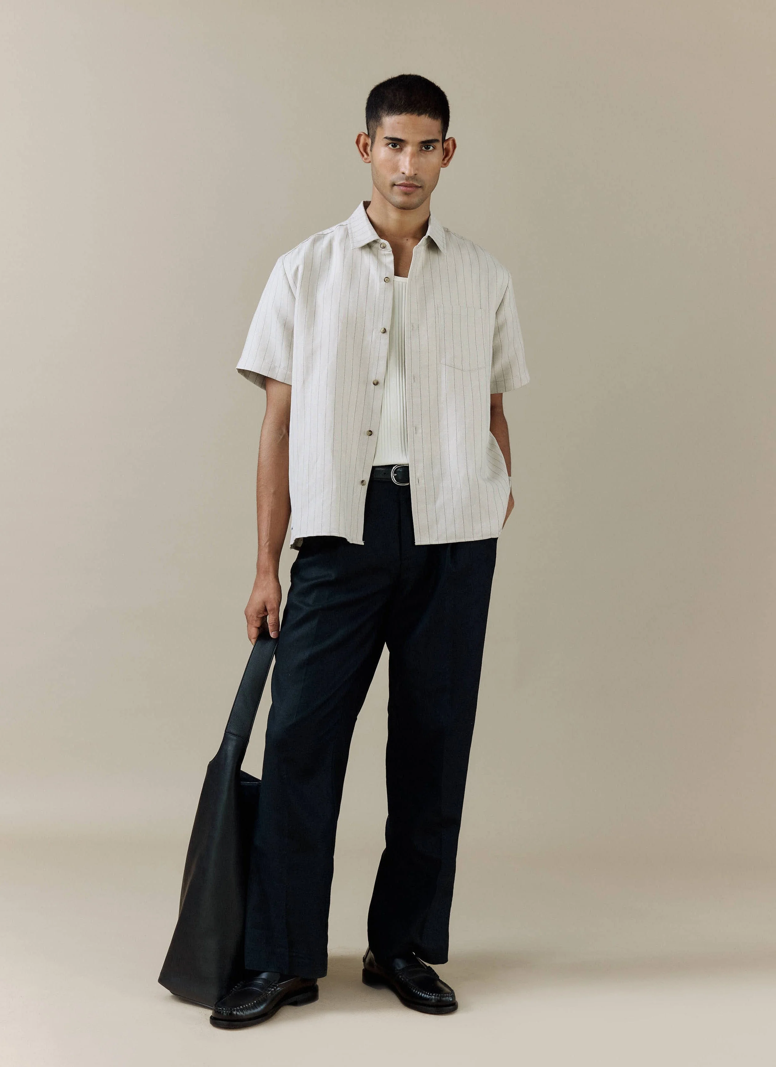 Striped Boxy Shirt | Linen Blend | Cream - Image 7