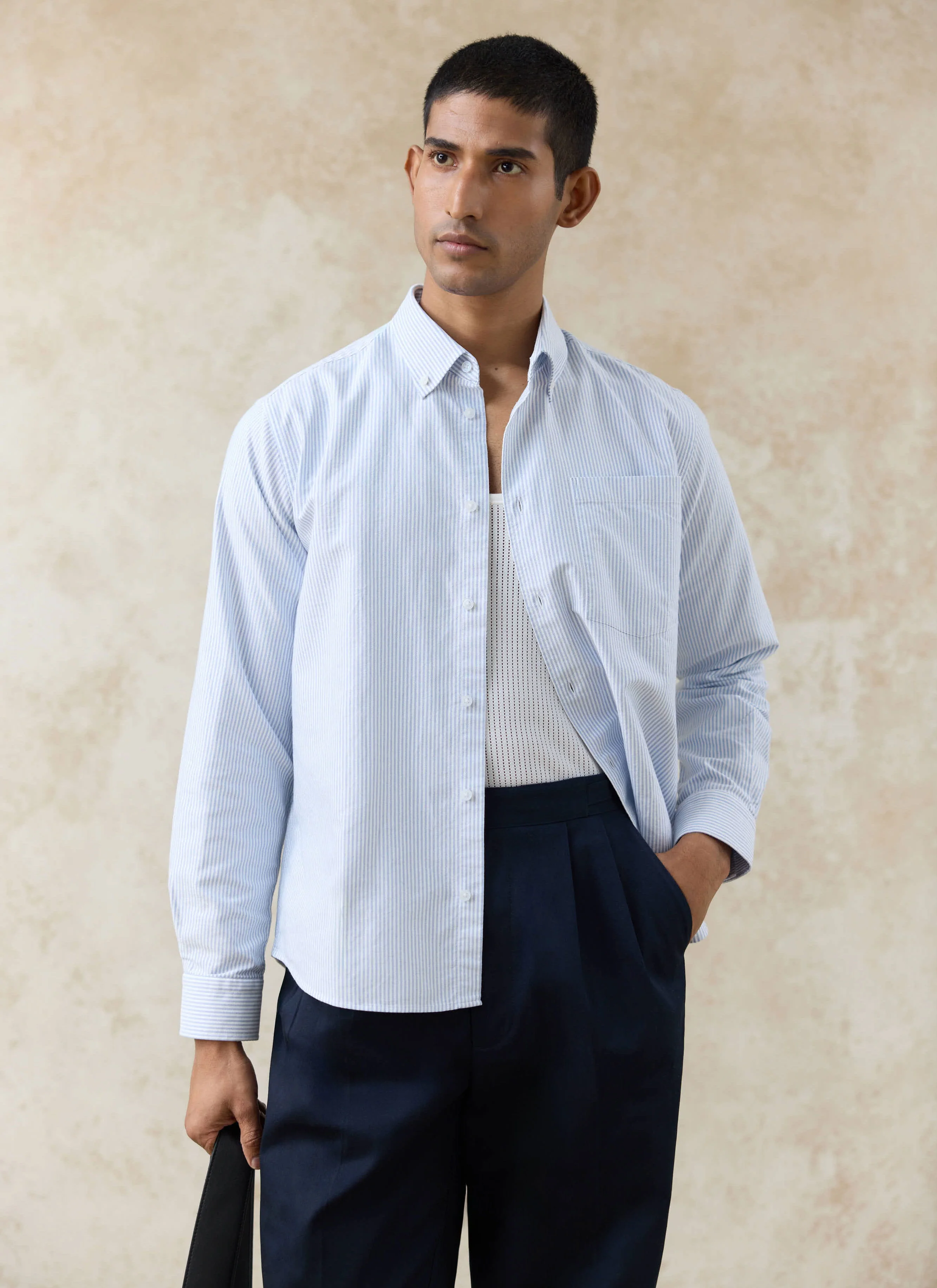 Striped Oxford Shirt | Cotton | Blue Stripe - Image 2