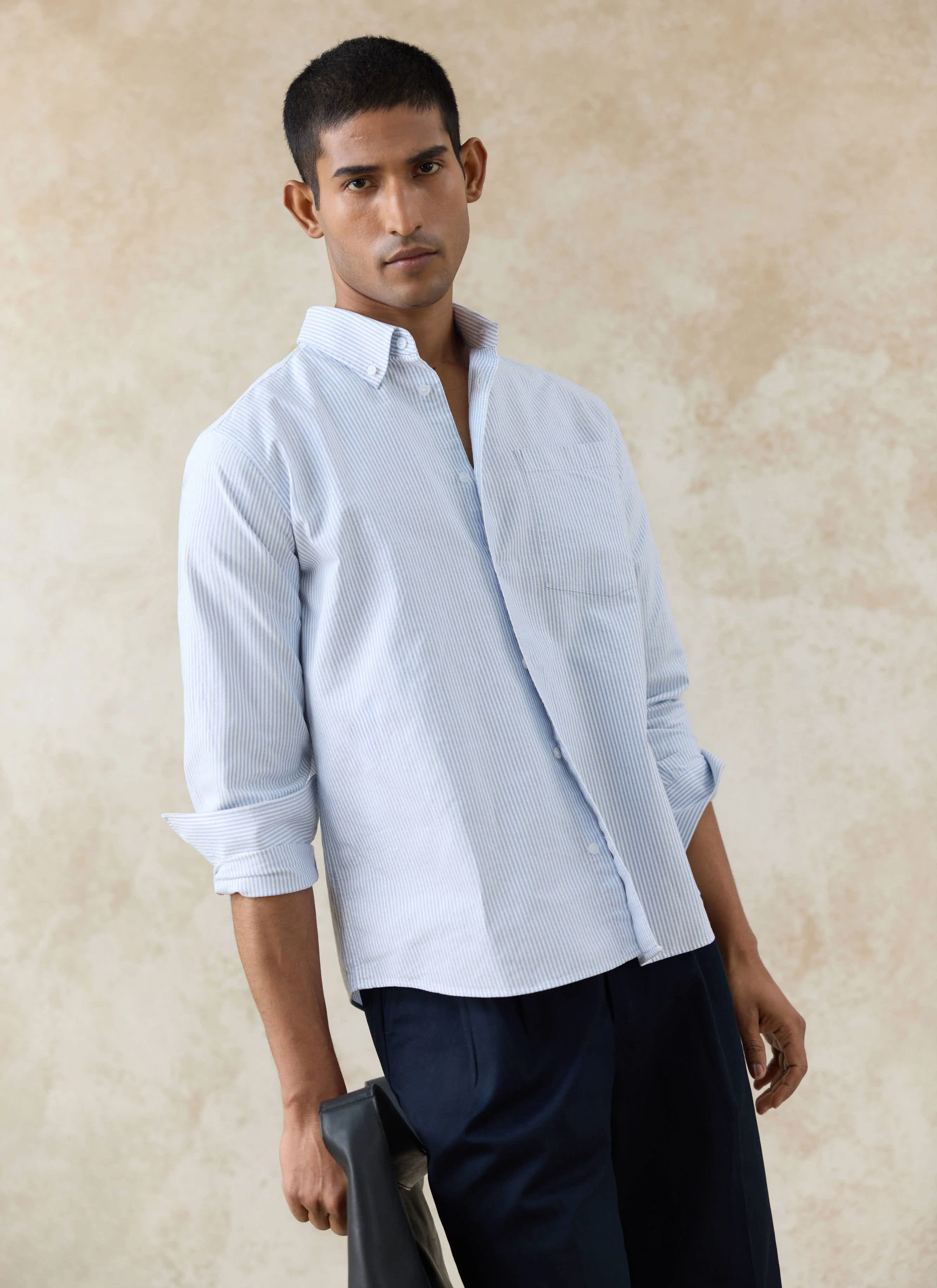 Striped Oxford Shirt | Cotton | Blue Stripe - Image 6