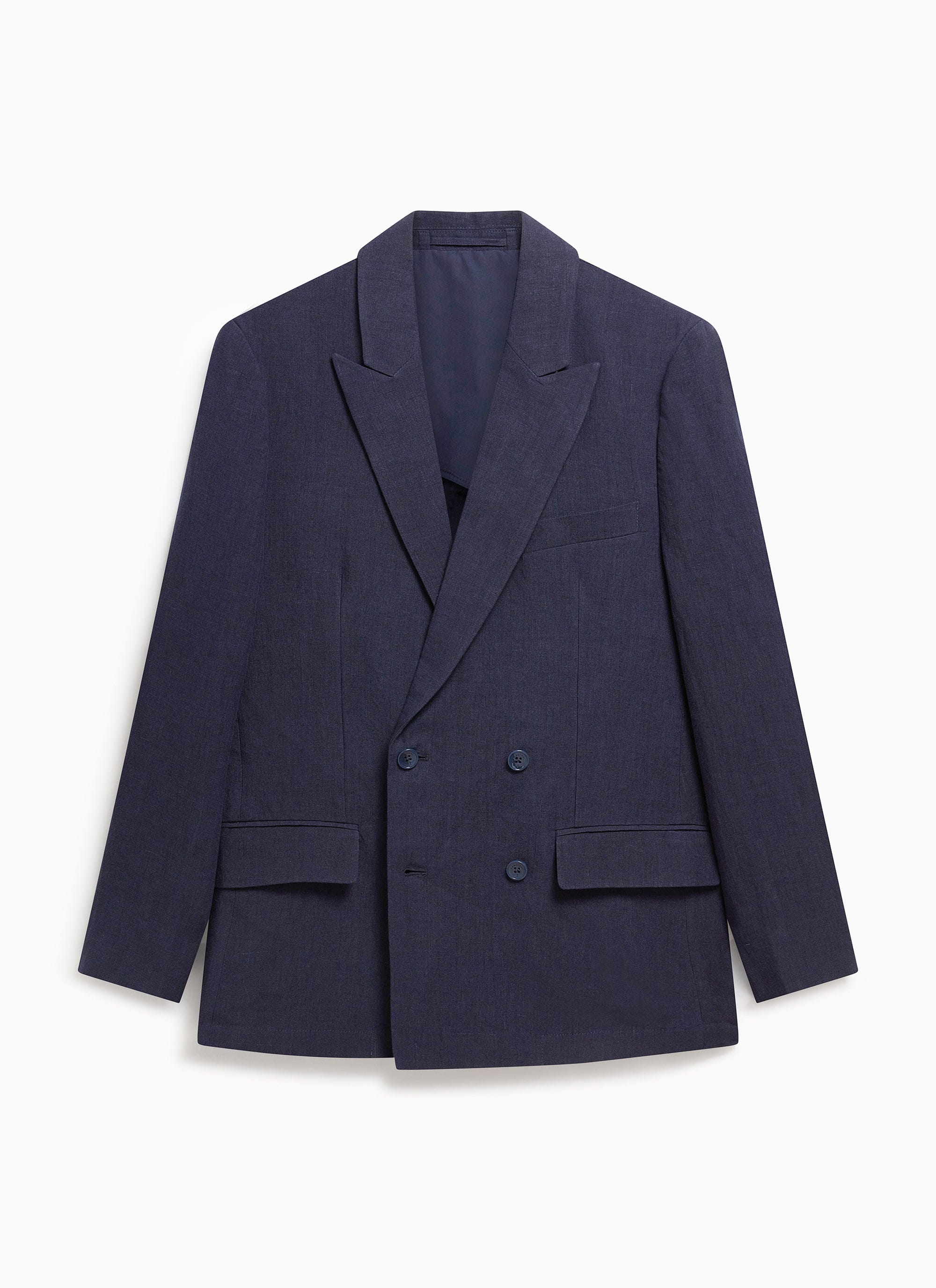Tailored Double Breasted Blazer | Linen | Navy - Image 12