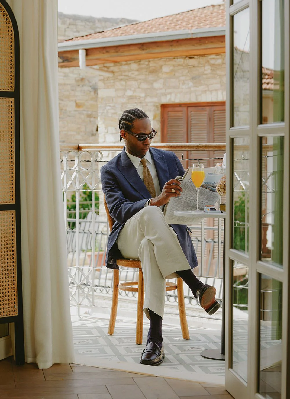 Tailored Double Breasted Blazer | Linen | Navy - Image 4