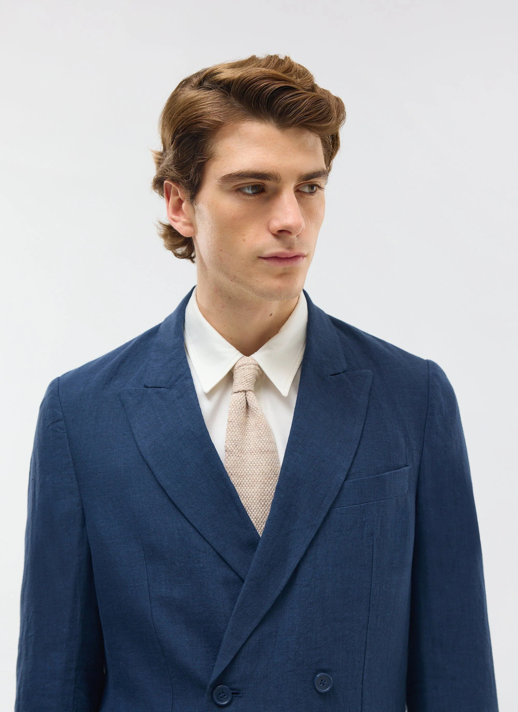 Tailored Double Breasted Blazer | Linen | Navy - Image 7