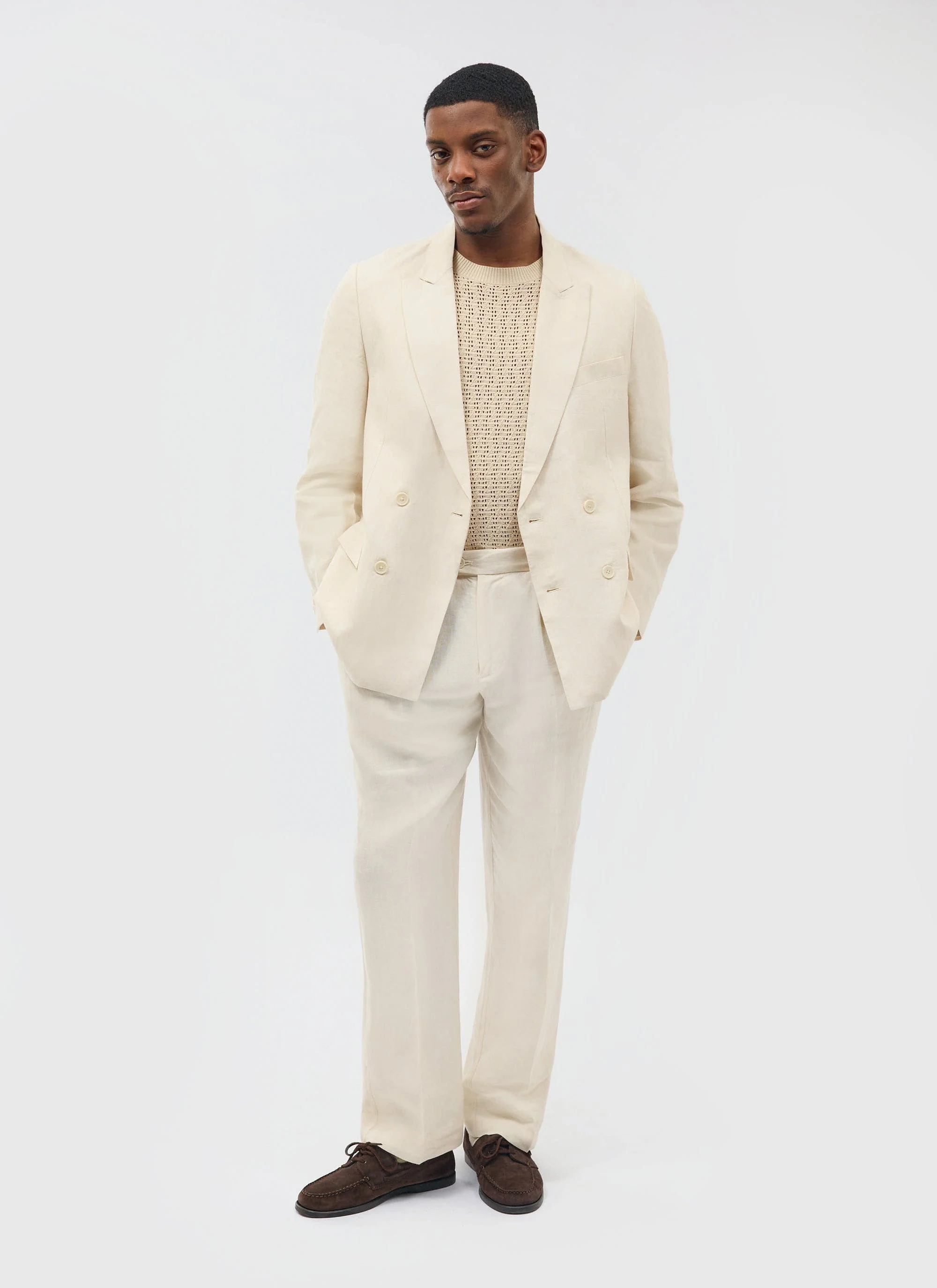 Tailored Double Breasted Blazer | Linen | Cream - Image 7