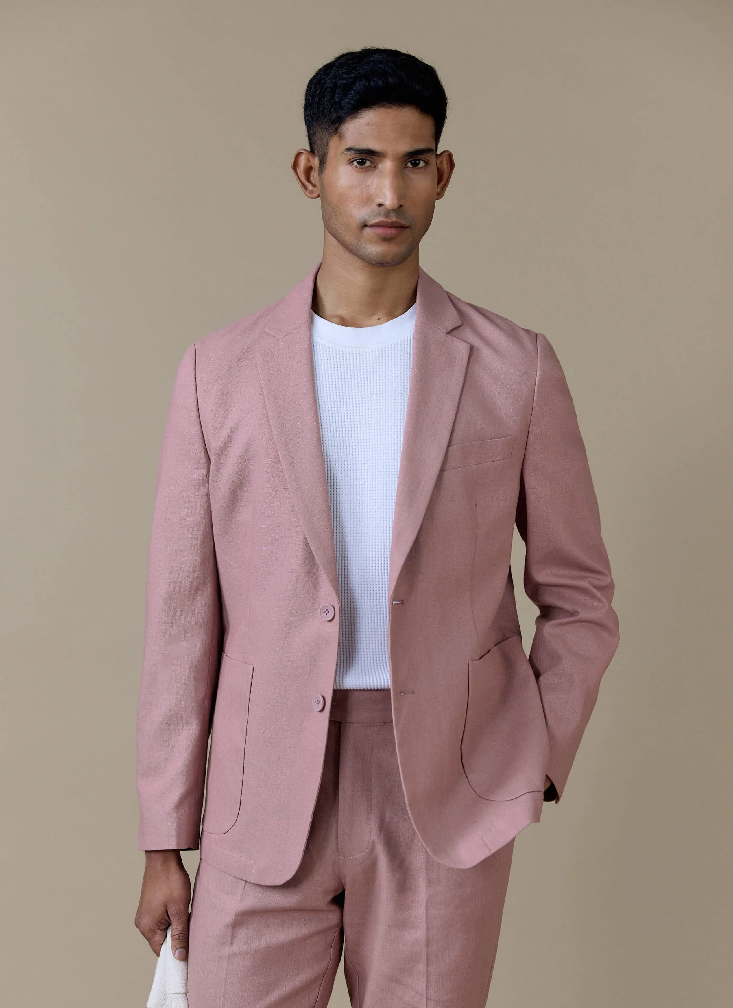 Tailored Blazer | Linen | Dusty Pink