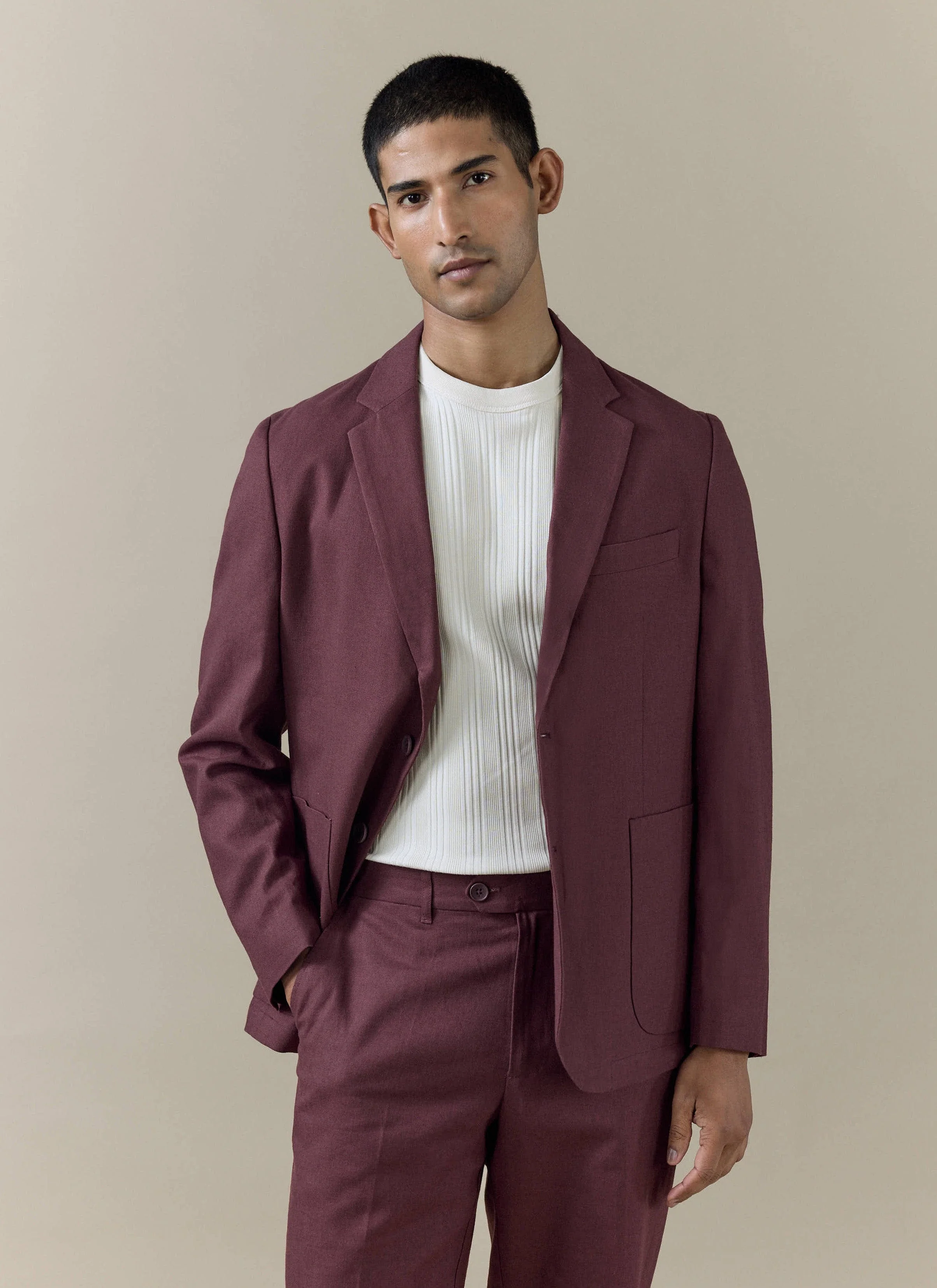 Tailored Blazer | Linen | Merlot - Image 7