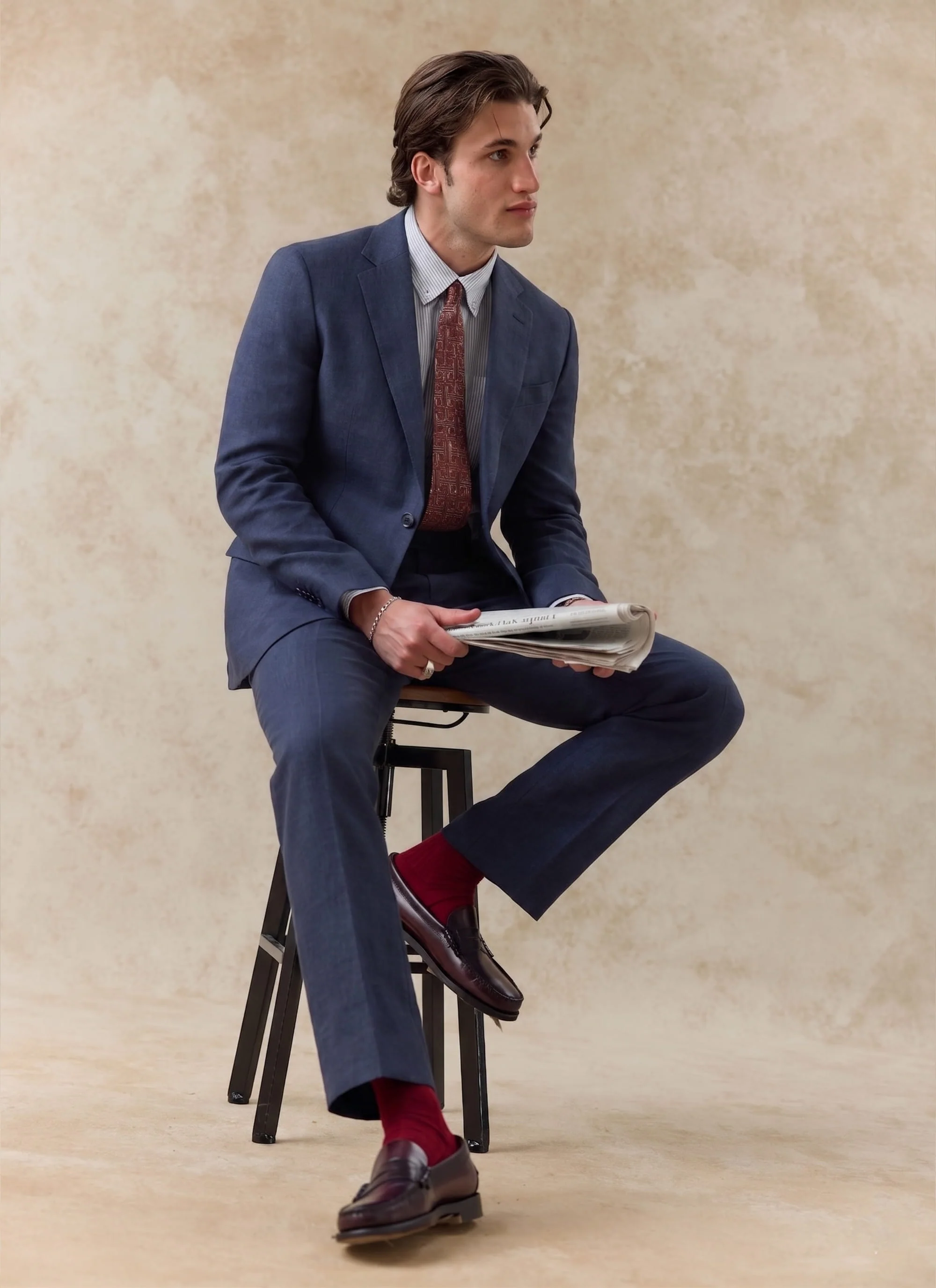 Tailored Linen Blazer | Navy - Image 3