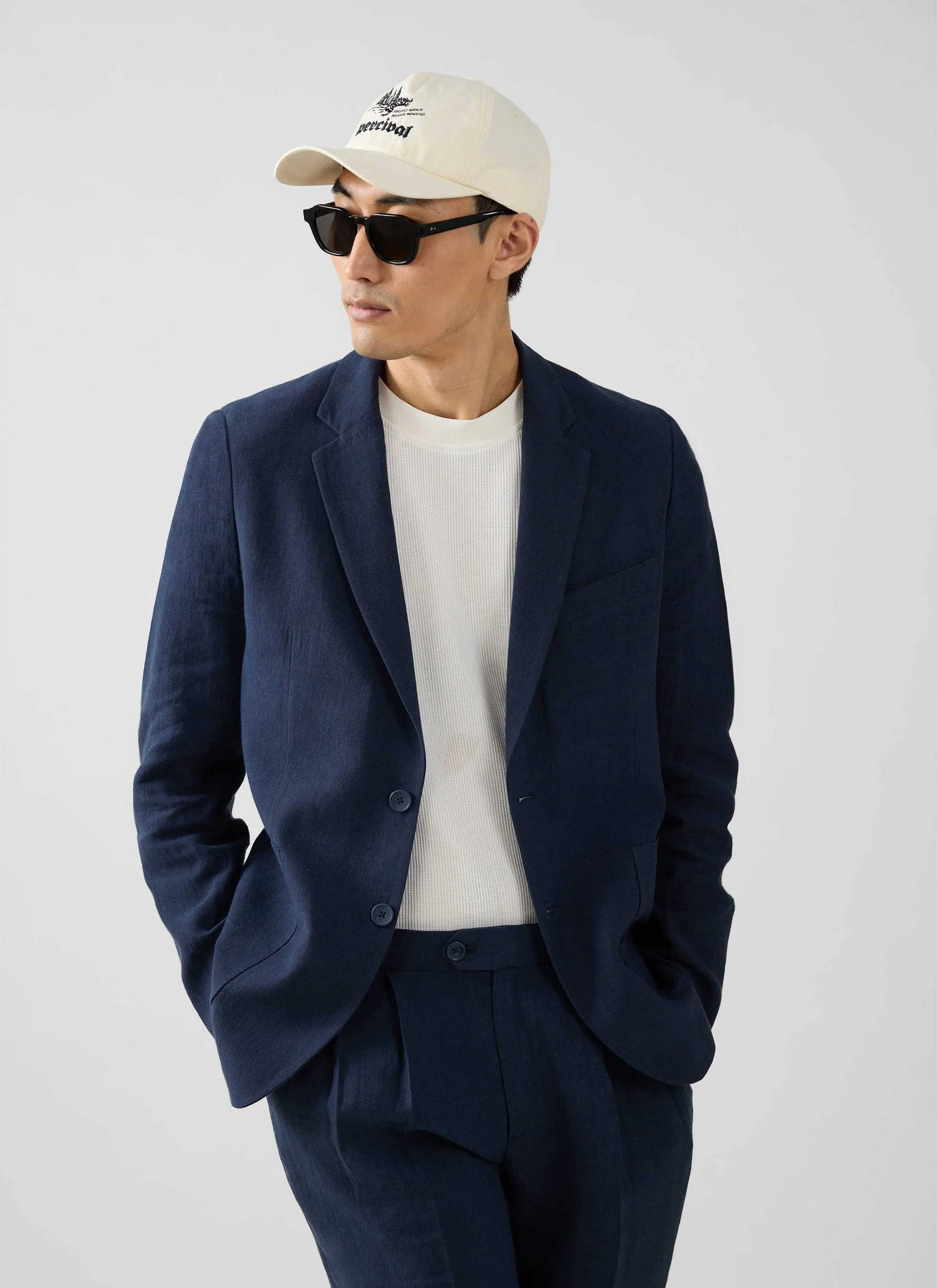 Tailored Linen Blazer | Navy - Image 6