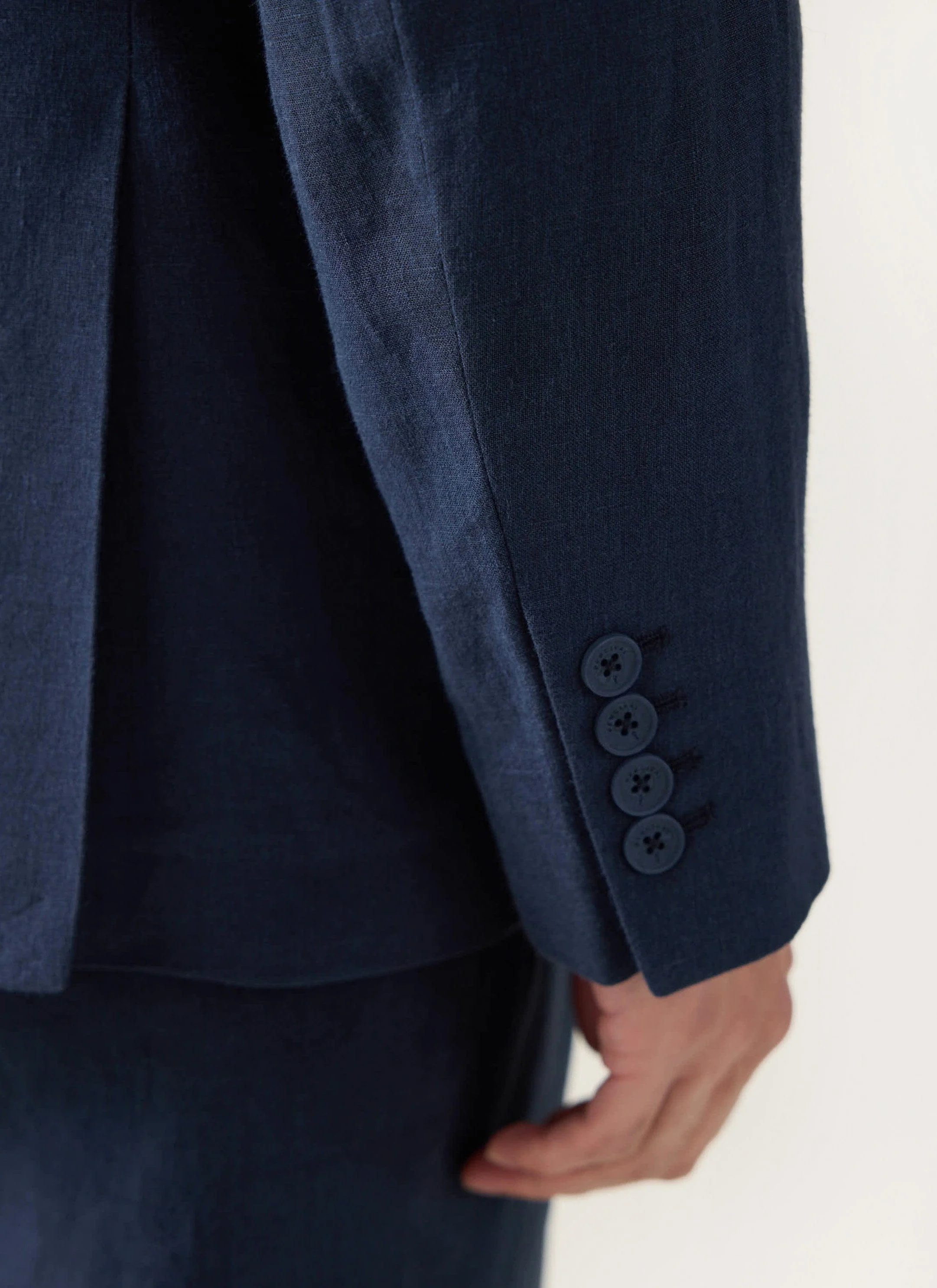 Tailored Linen Blazer | Navy - Image 7
