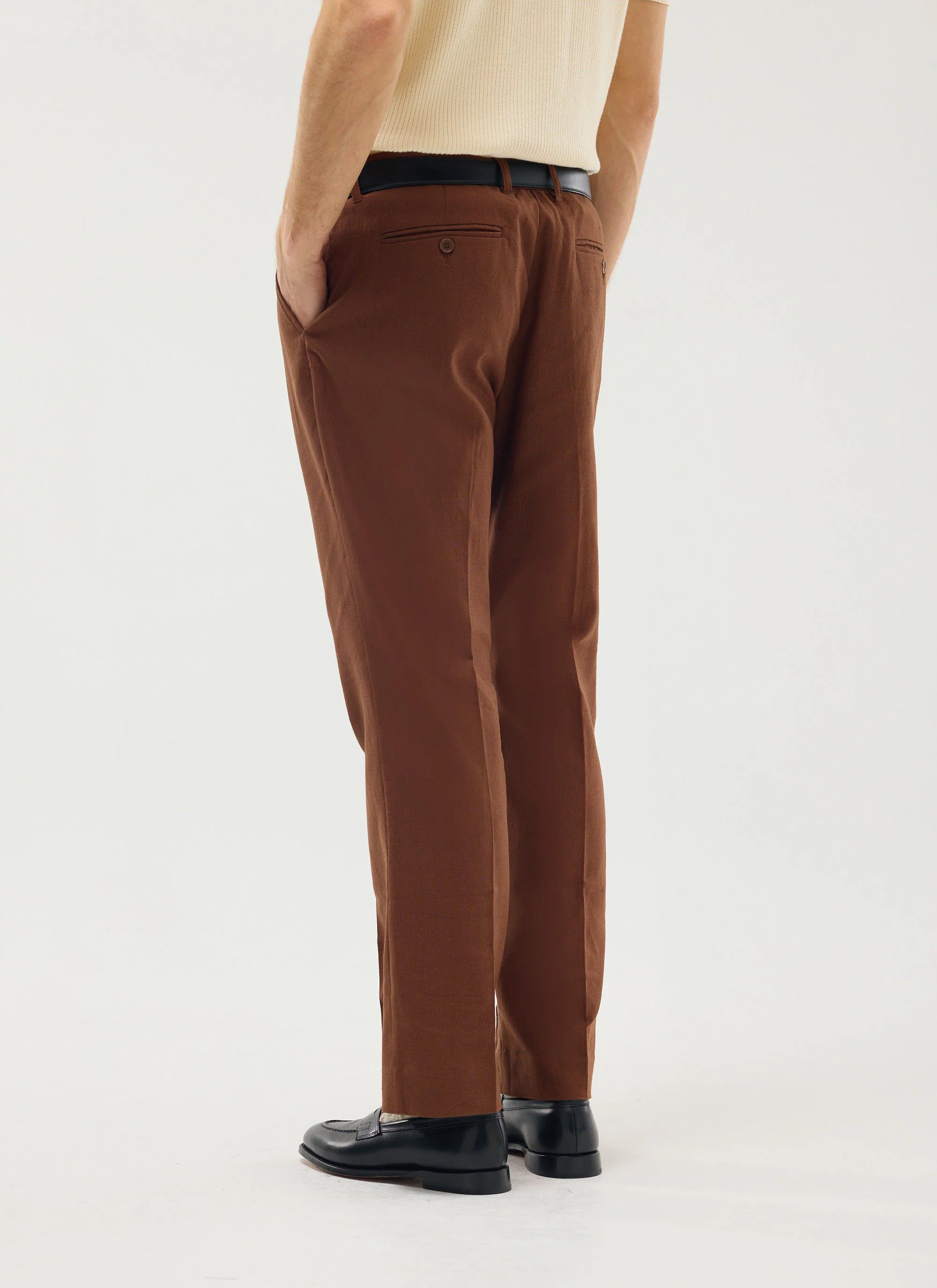 Tailored Linen Trousers | Brown - Image 5