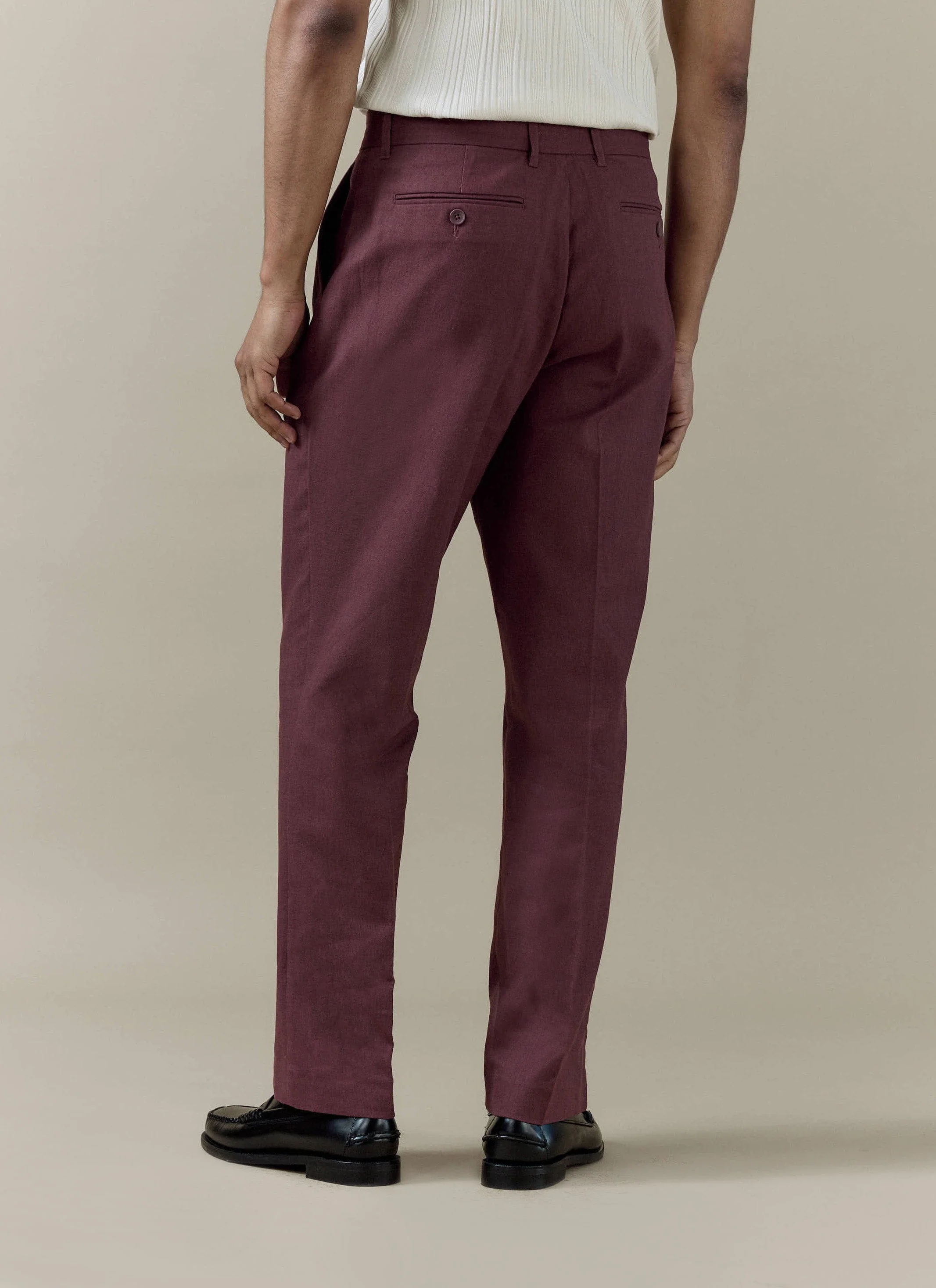 Tailored Trousers | Linen | Merlot - Image 4