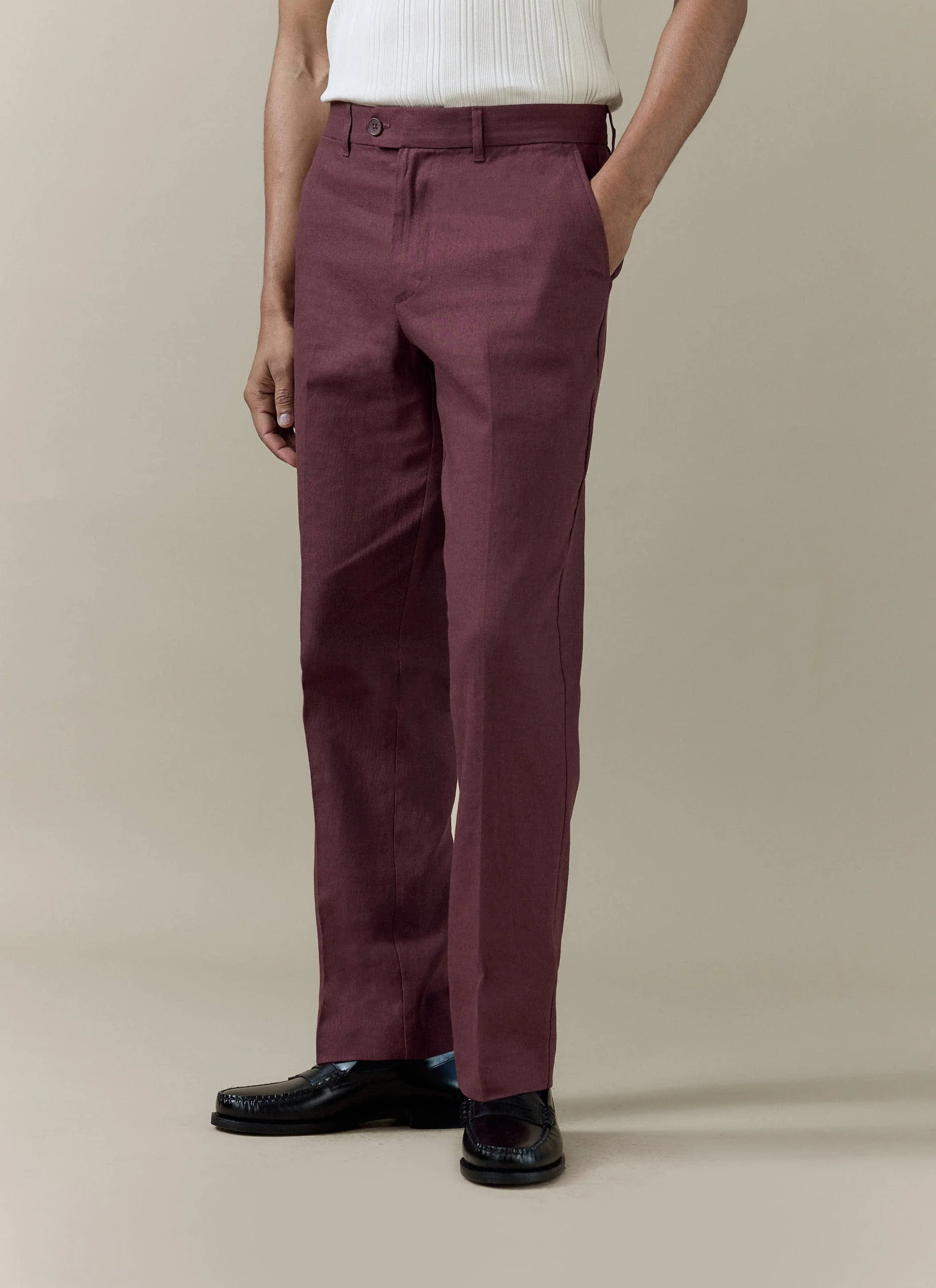 Tailored Trousers | Linen | Merlot - Image 5