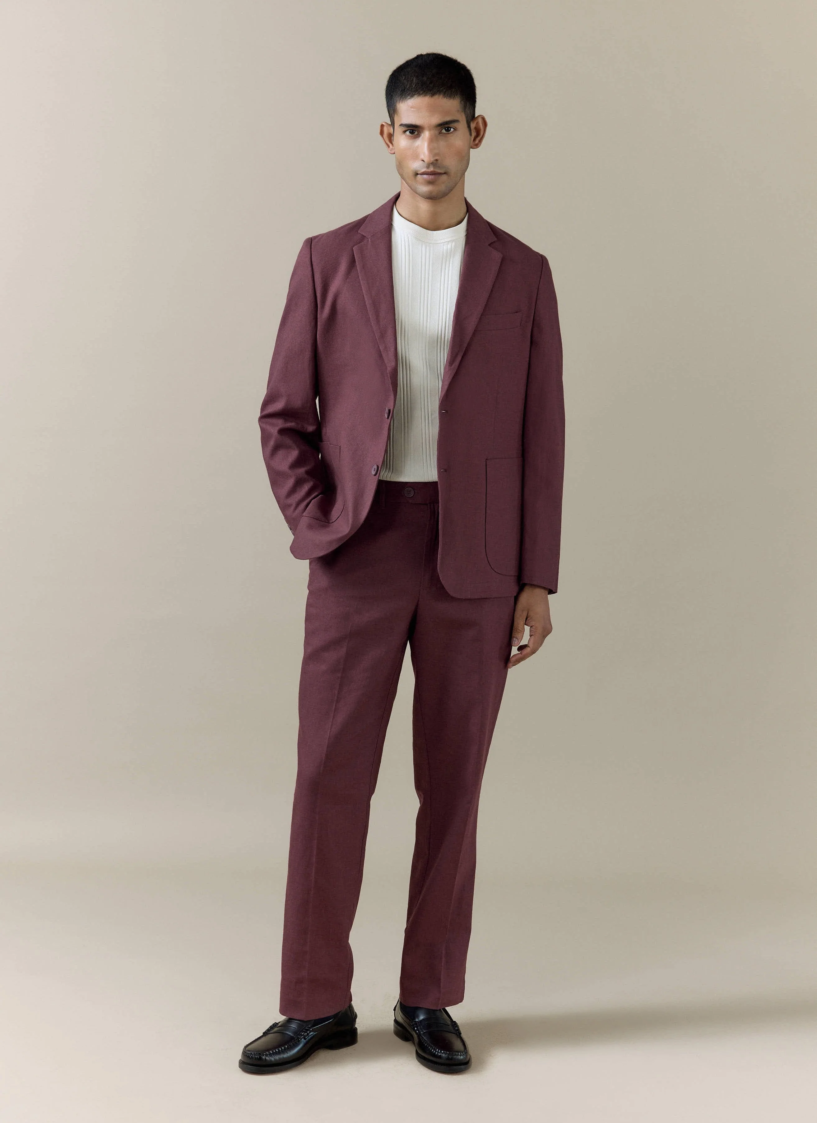 Tailored Trousers | Linen | Merlot - Image 6