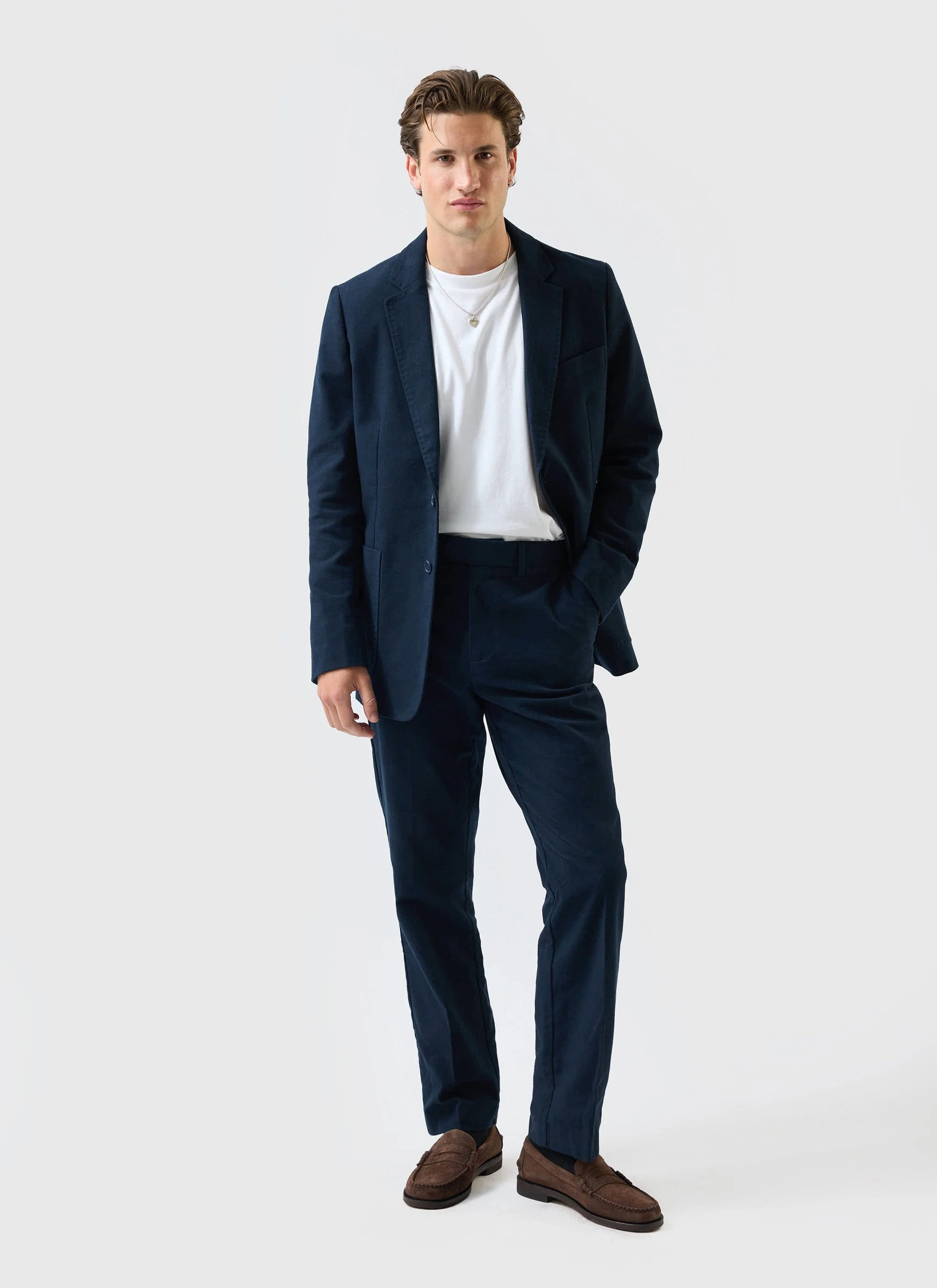 Tailored Moleskin Blazer | Navy - Image 10