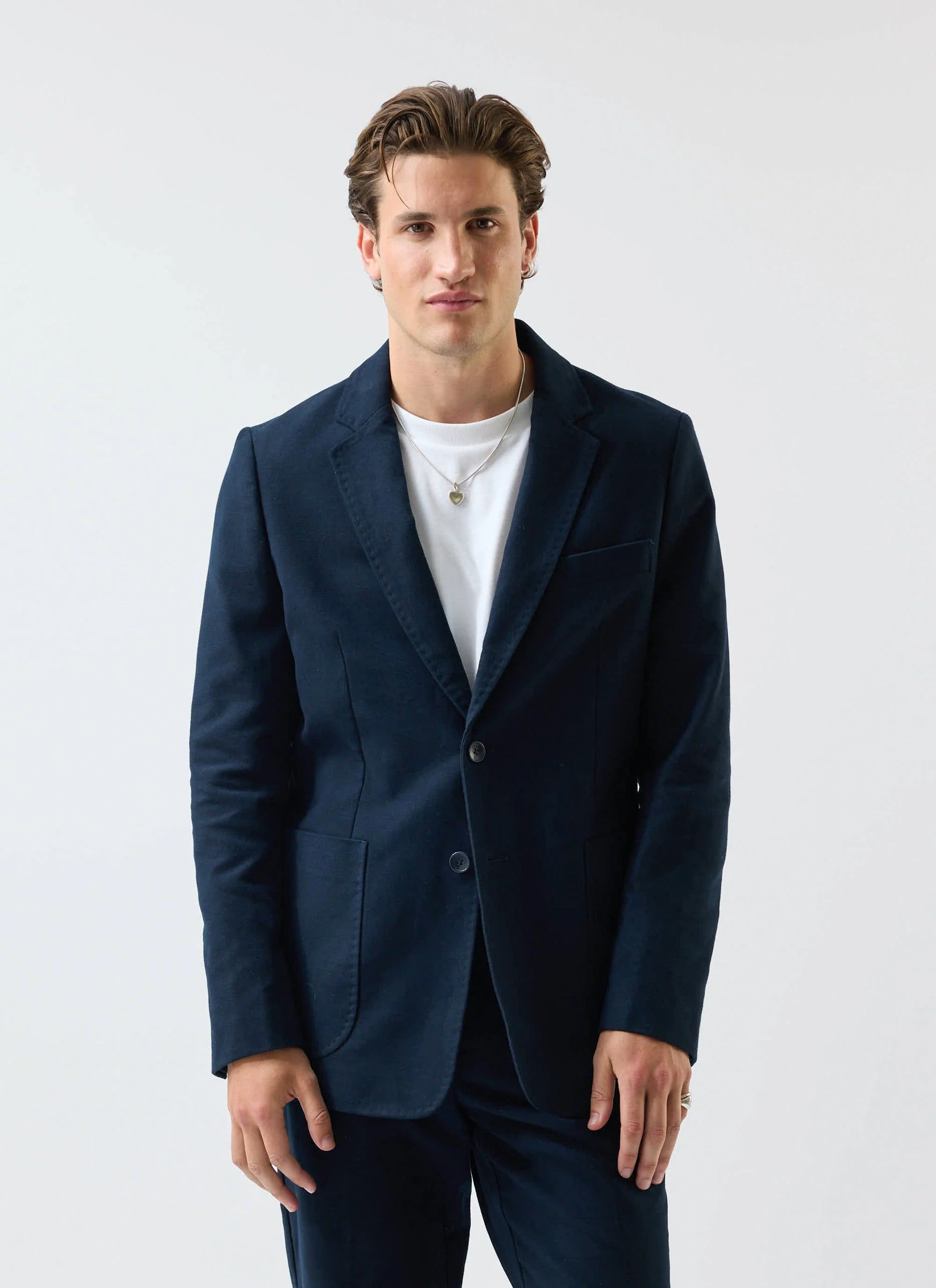 Tailored Moleskin Blazer | Navy - Image 3