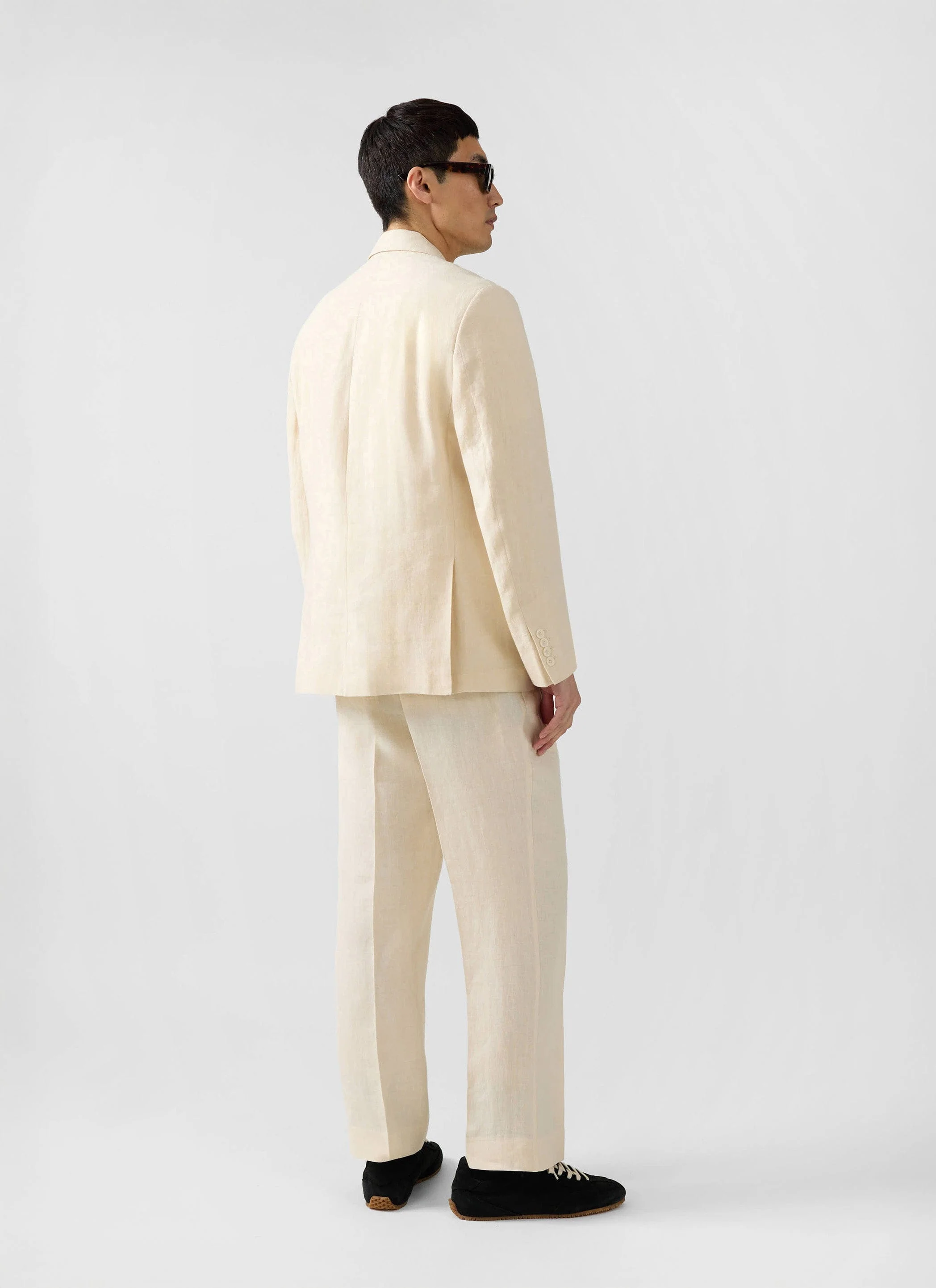 Clifton Double Breasted Blazer | Linen | Cream - Image 4
