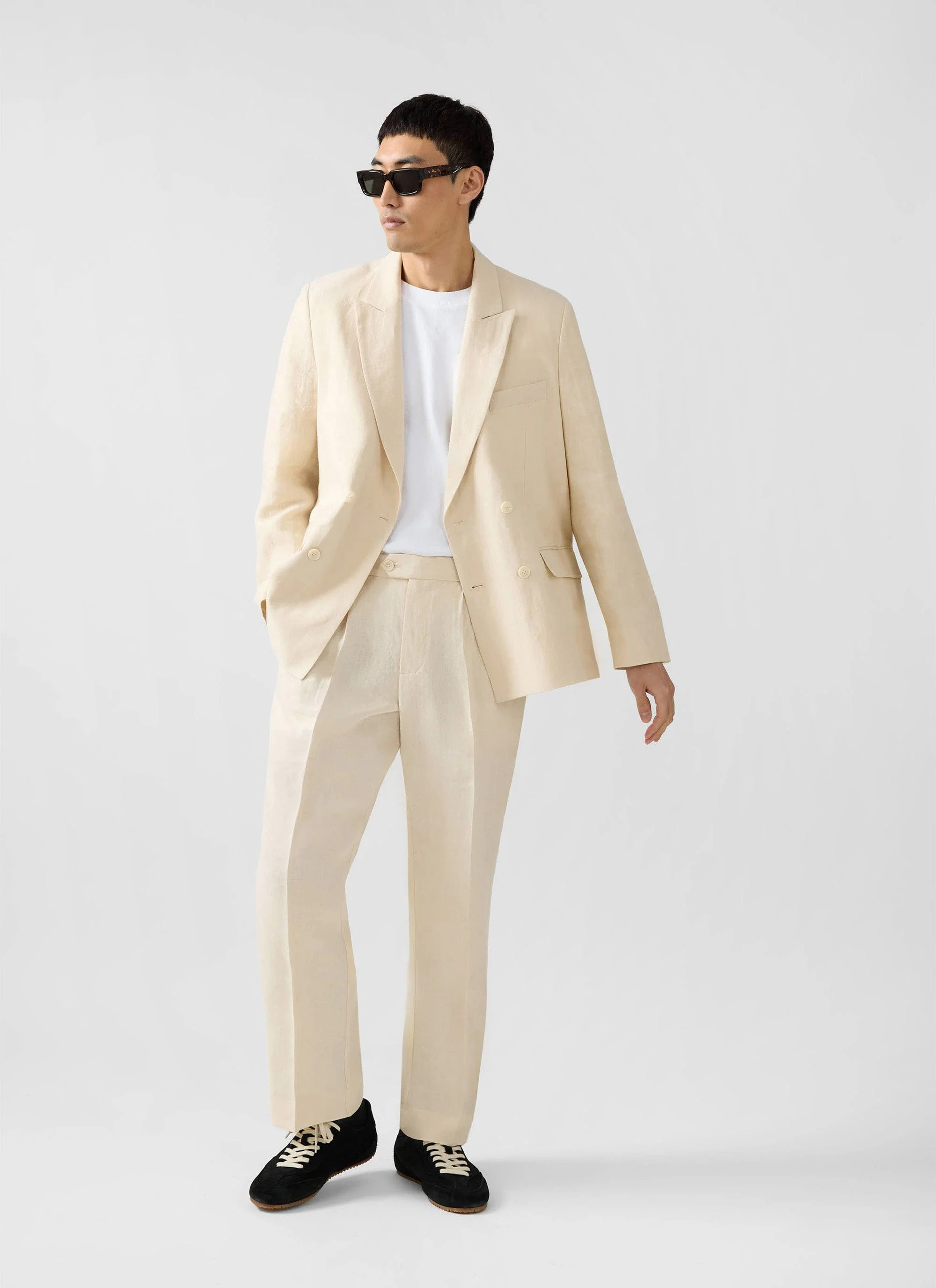 Clifton Double Breasted Blazer | Linen | Cream - Image 5