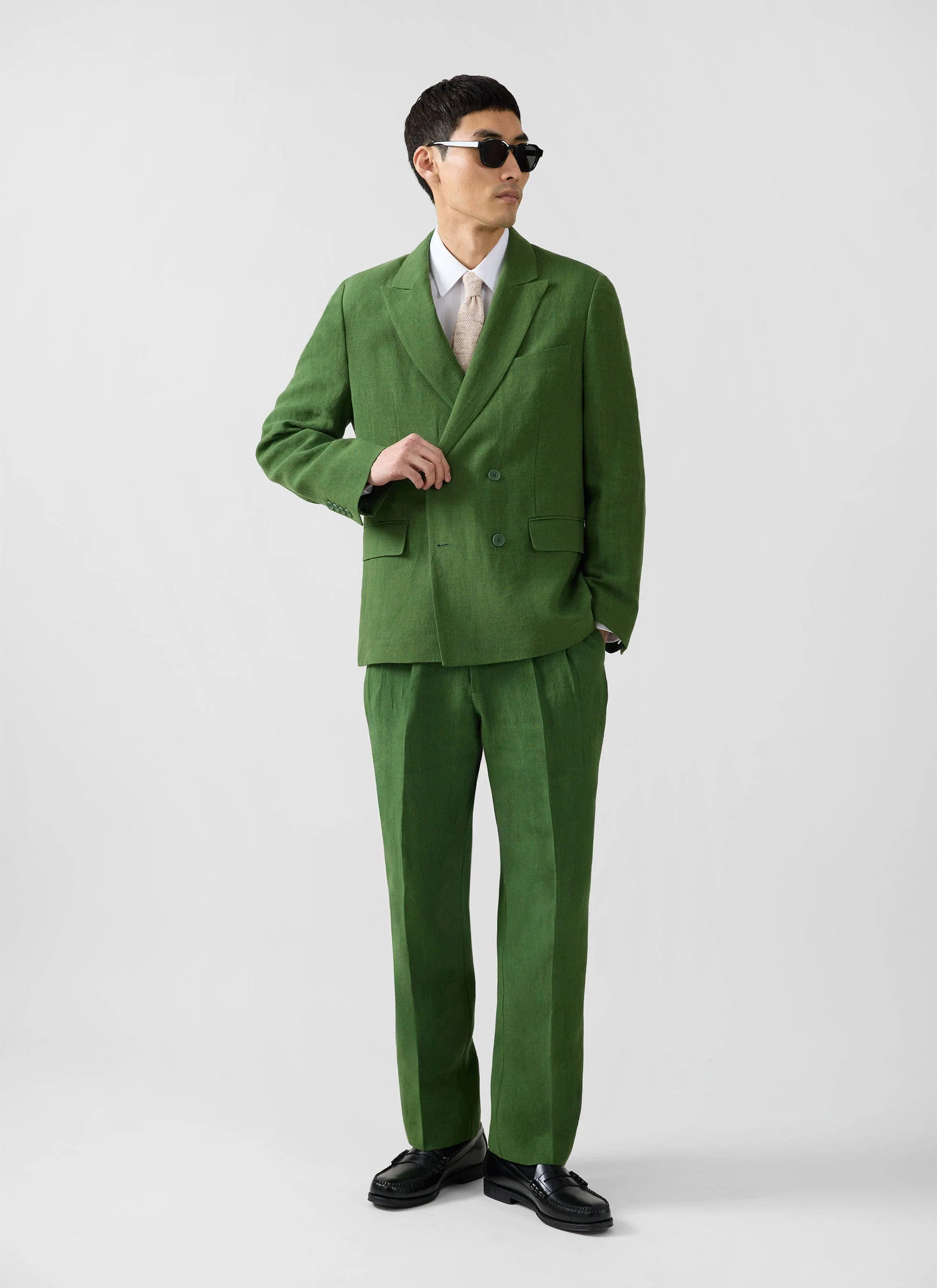 Clifton Double Breasted Blazer | Linen | Forest - Image 3
