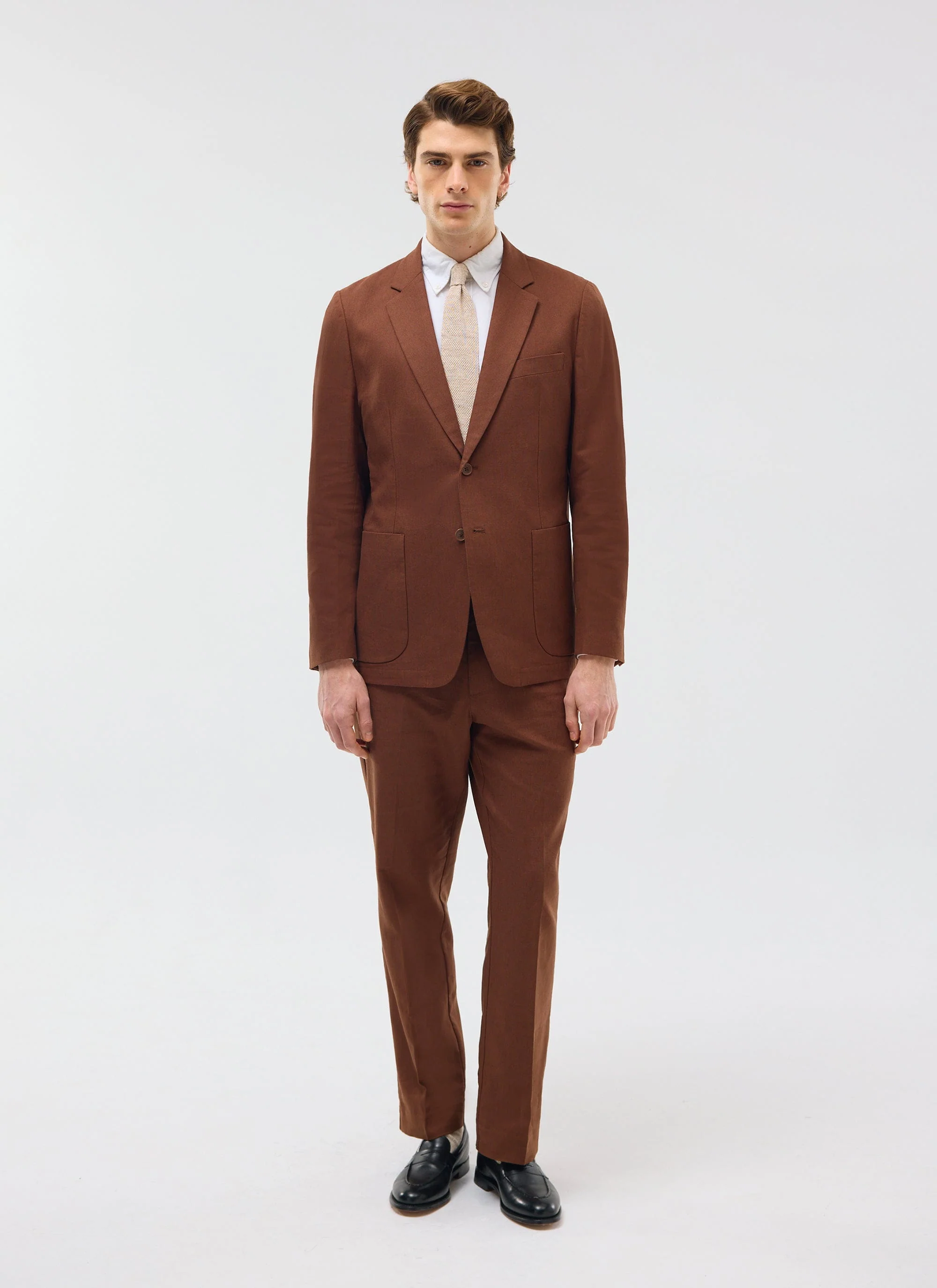 Tailored Two Piece Suit | Linen | Brown