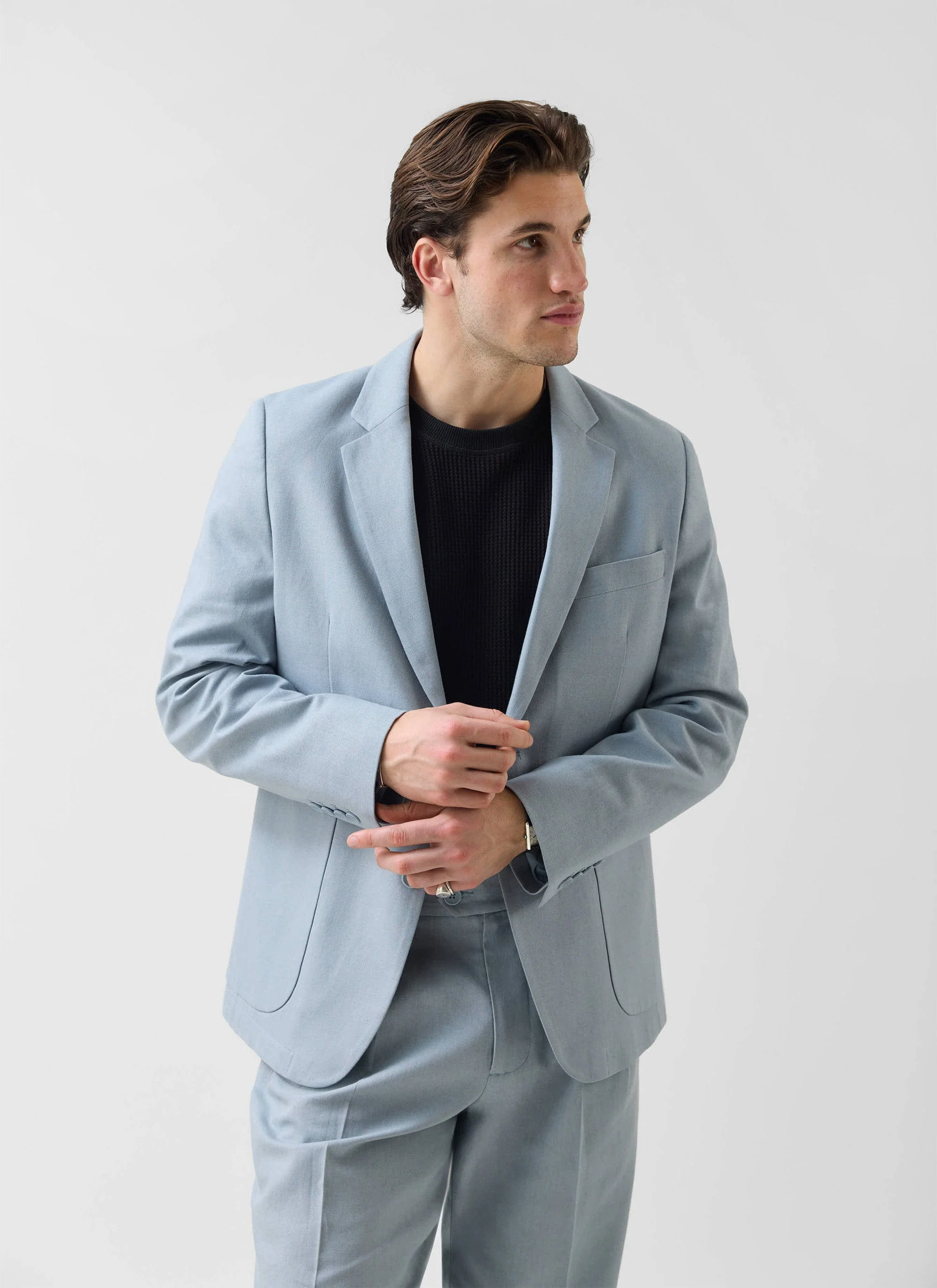 Tailored Two Piece Suit | Linen | Light Blue - Image 3