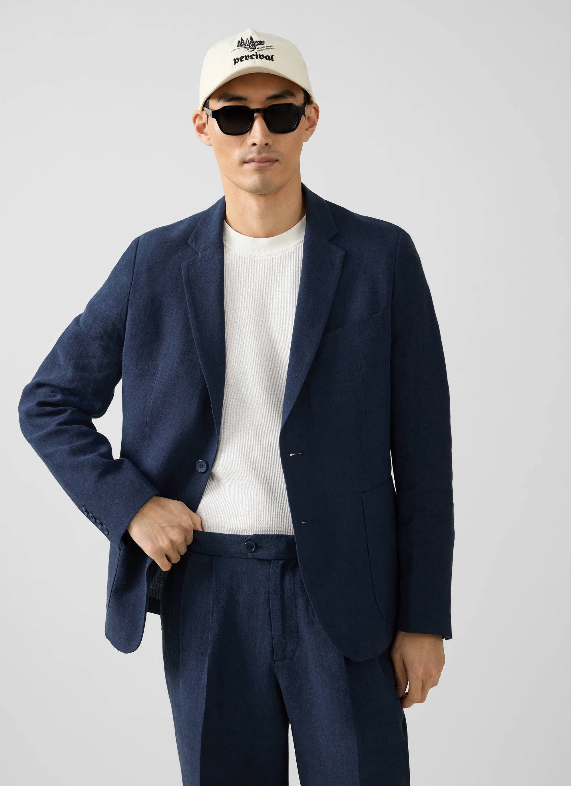 Tailored Two Piece Suit | Linen | Navy