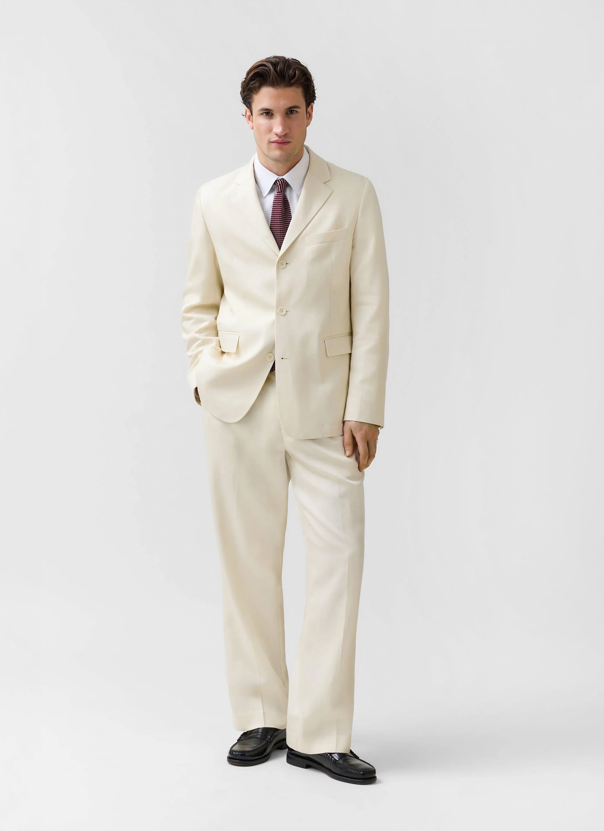 Tailored 3 Button Blazer | Lyocell | Cream - Image 8