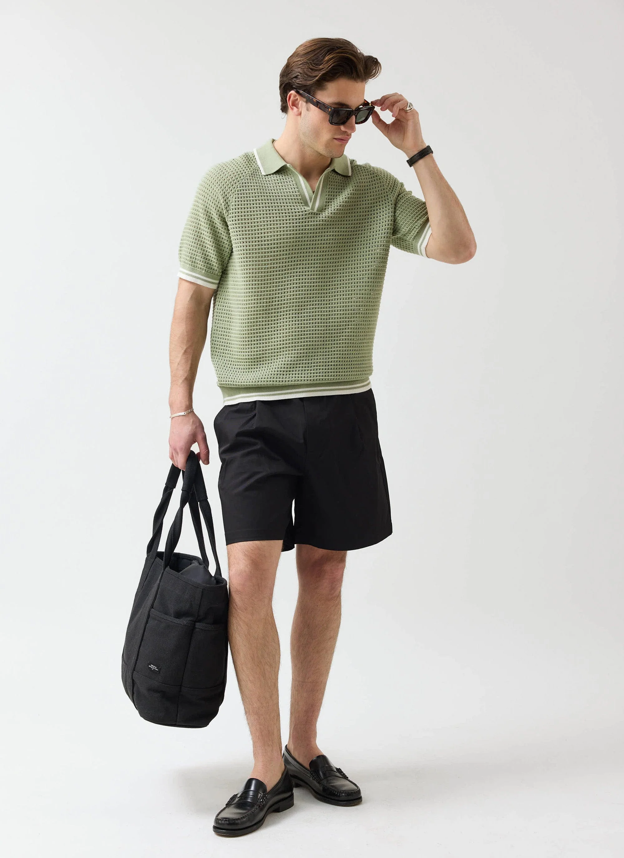 Tennis Boxy Knitted Polo | Cotton | Sage - Image 7