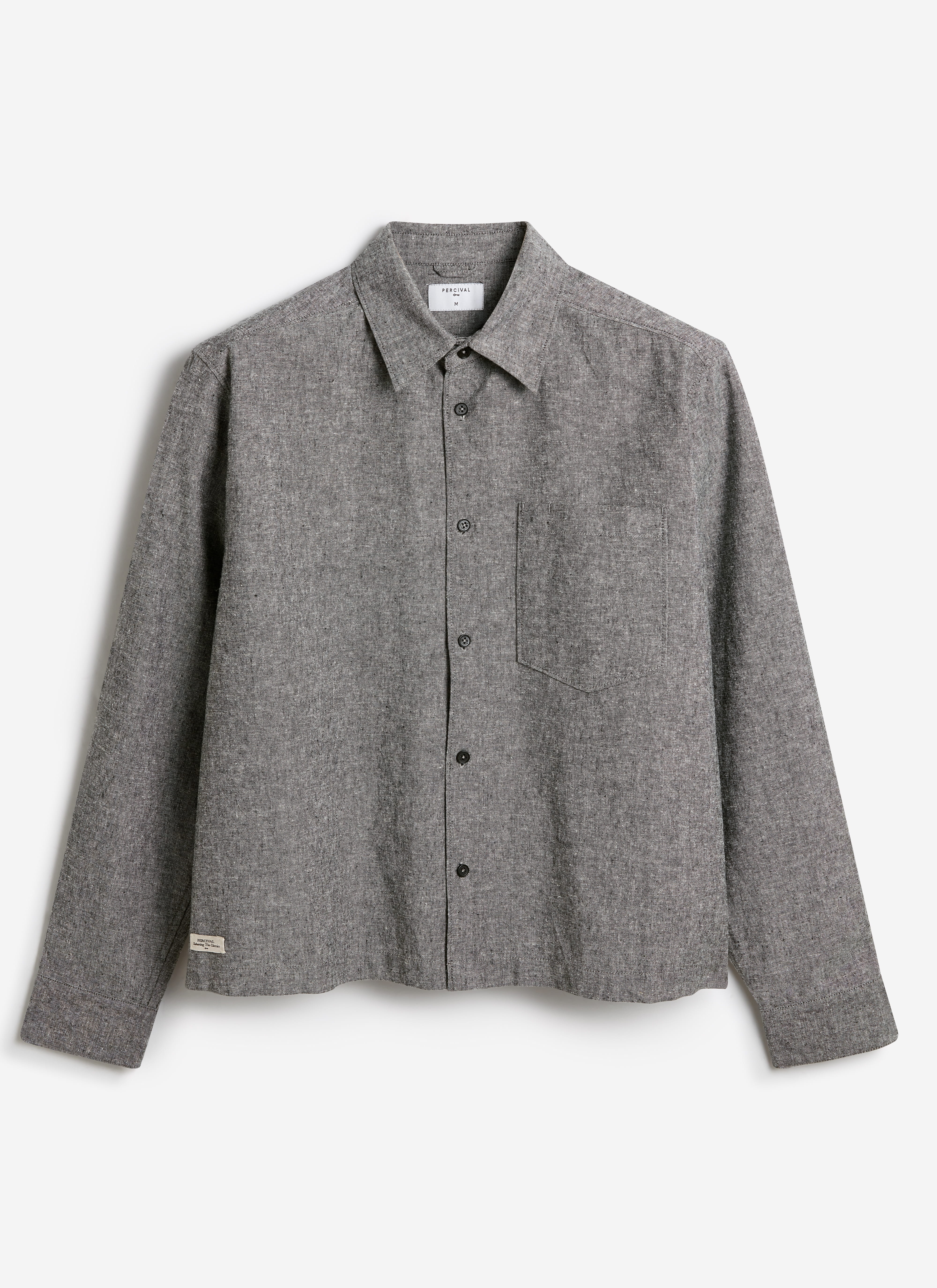 Textured Boxy Shirt | Cotton | Grey - Image 7