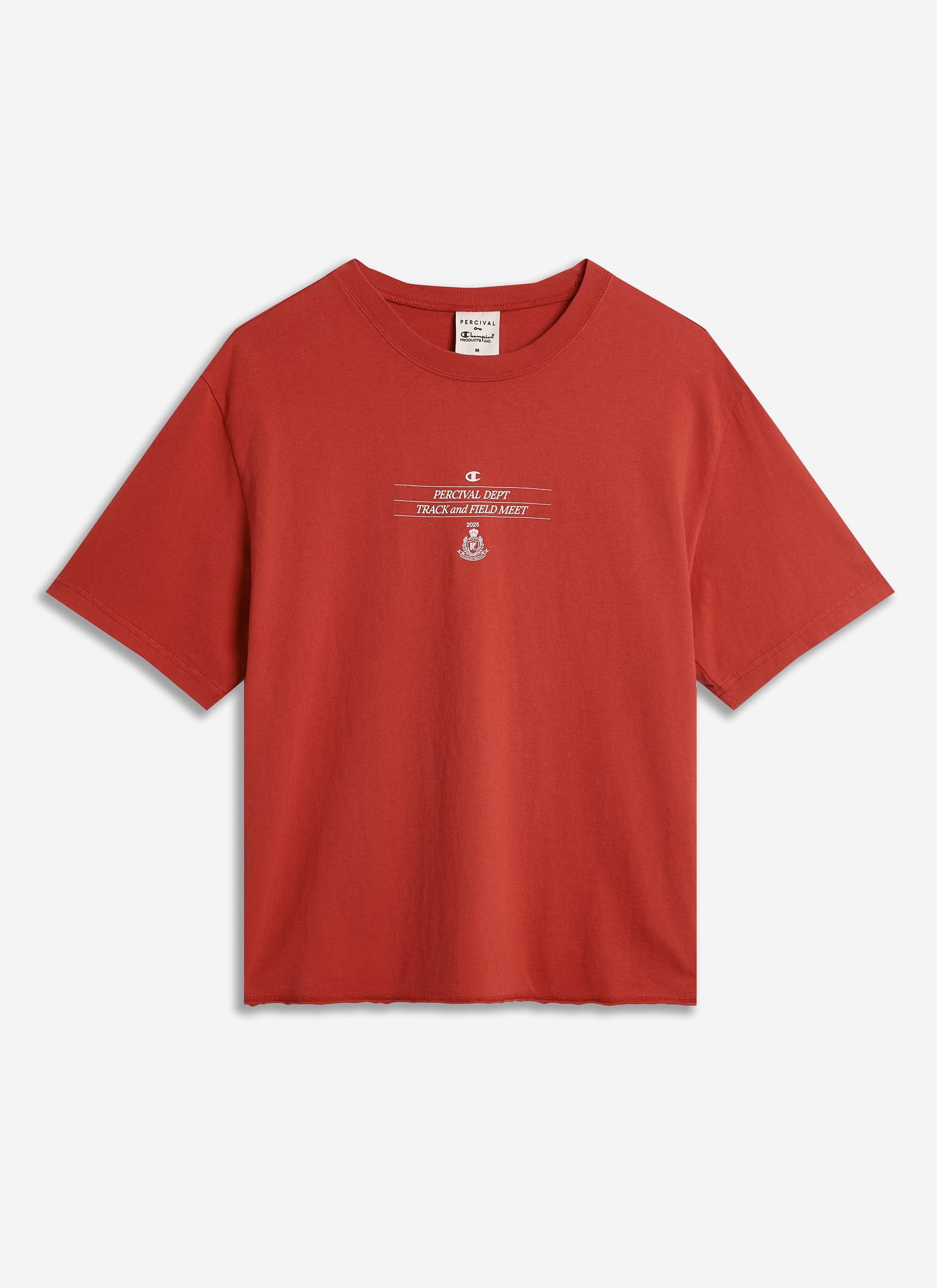 Track and Field Raw Hem T Shirt | Champion x Percival | Red - Image 6