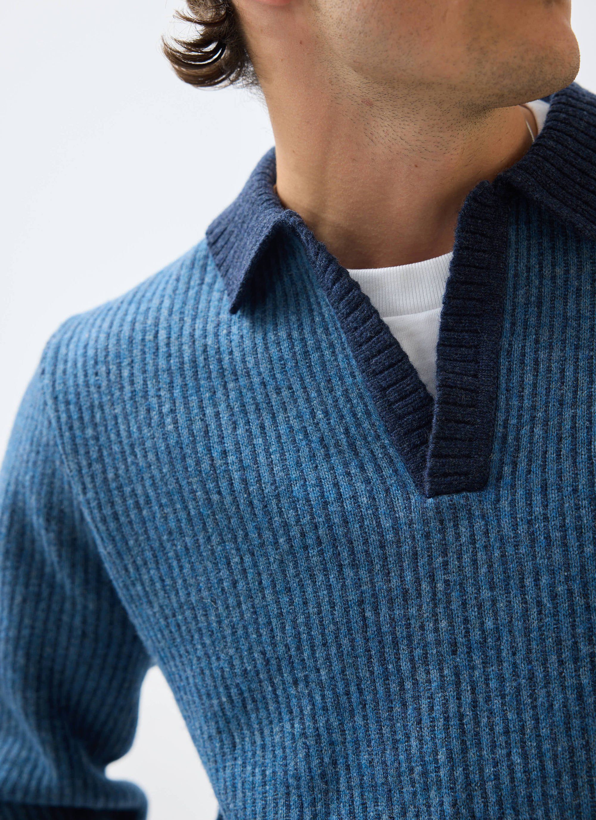 Picnic Polo | Two Toned Wool | Navy - Image 4