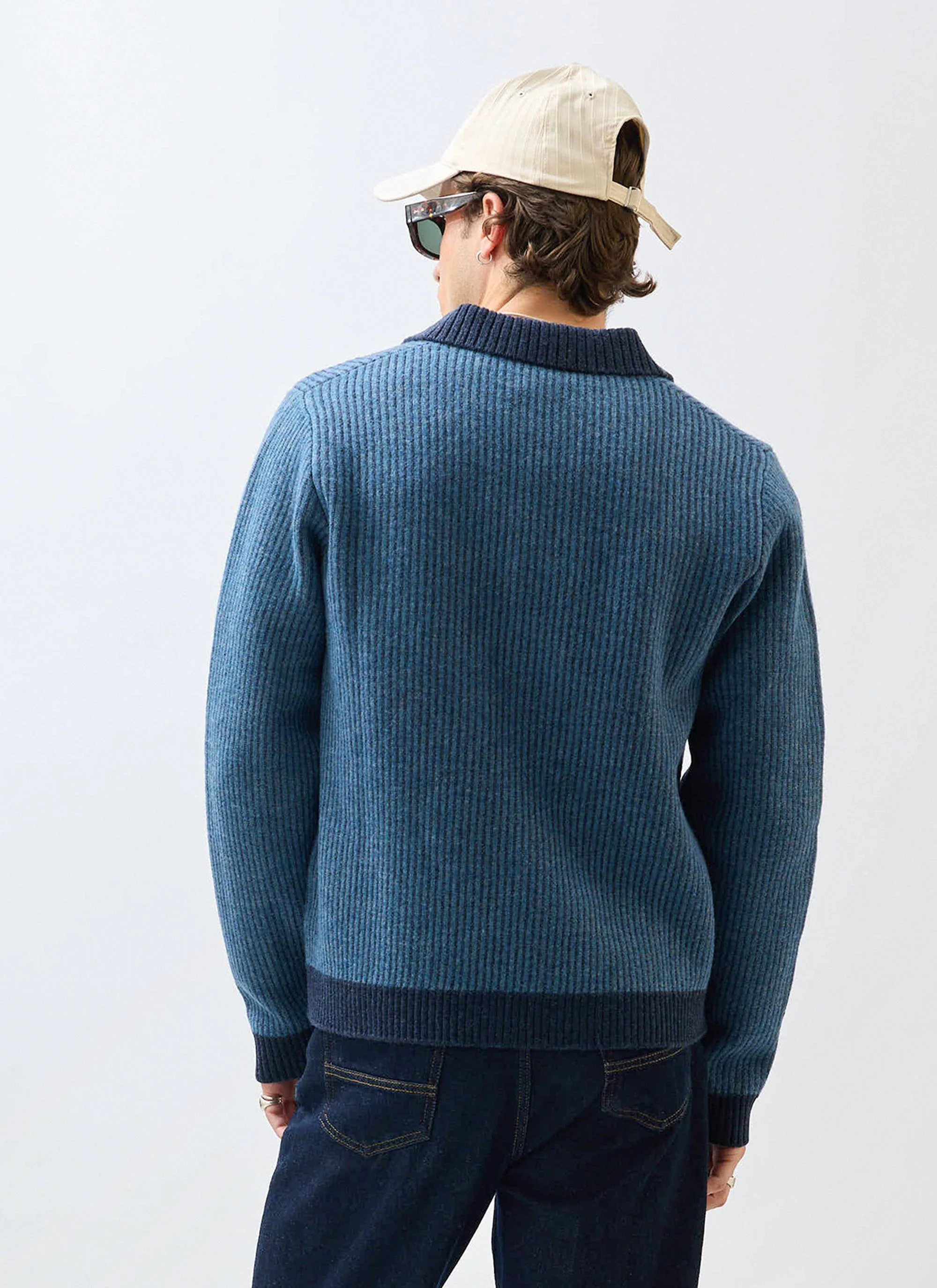 Picnic Polo | Two Toned Wool | Navy - Image 6