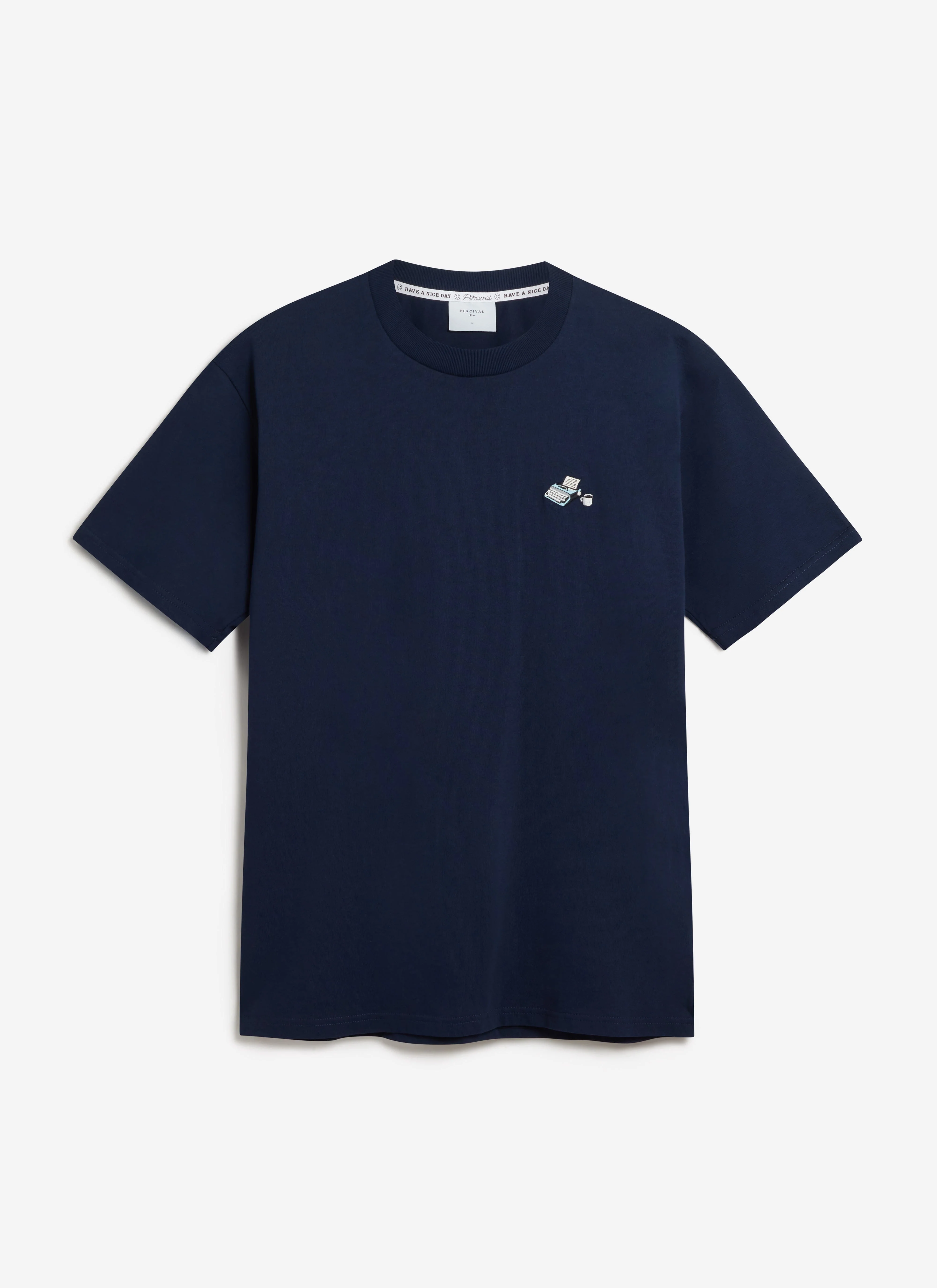 Typewriter Embroidered T Shirt | Organic Cotton | Navy - Image 4
