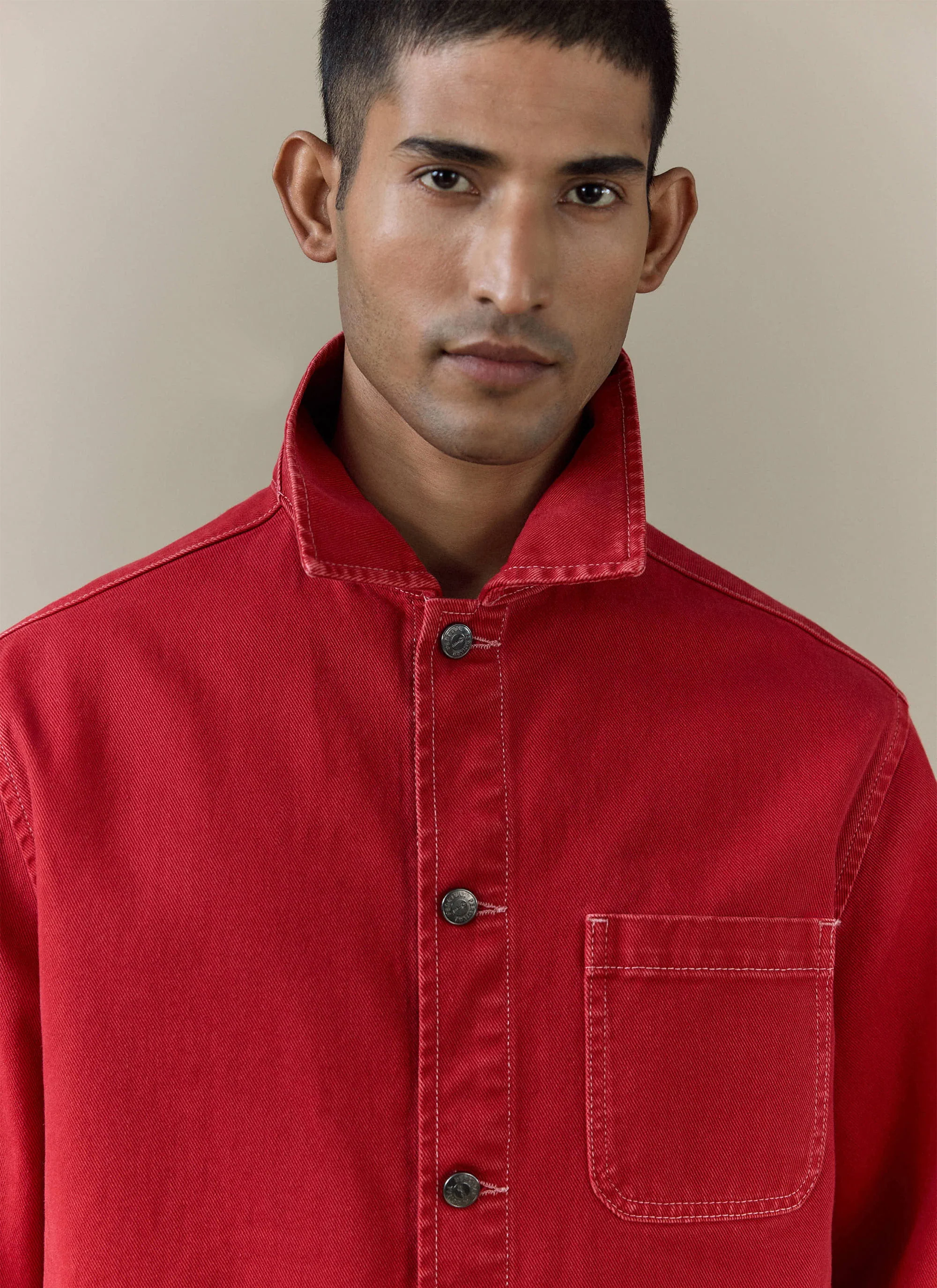 Vintage Wash Oliver Chore Jacket | Cotton Canvas | Red - Image 7