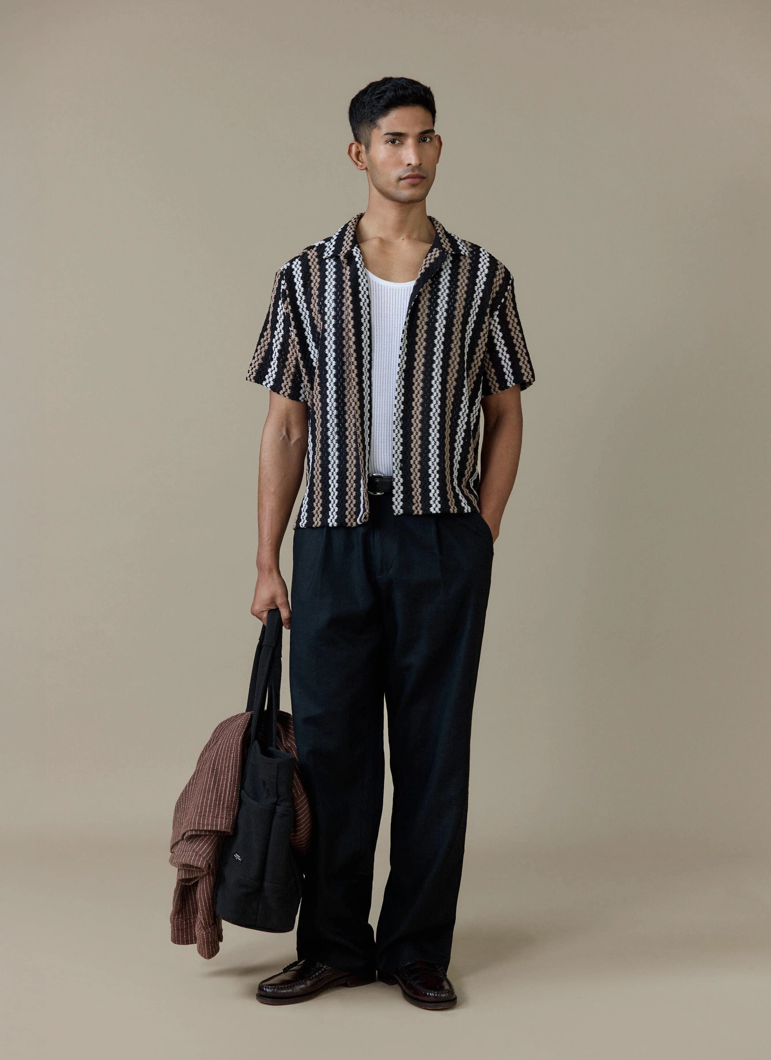 Wade Crochet Boxy Shirt | Cotton Blend | Black - Image 3