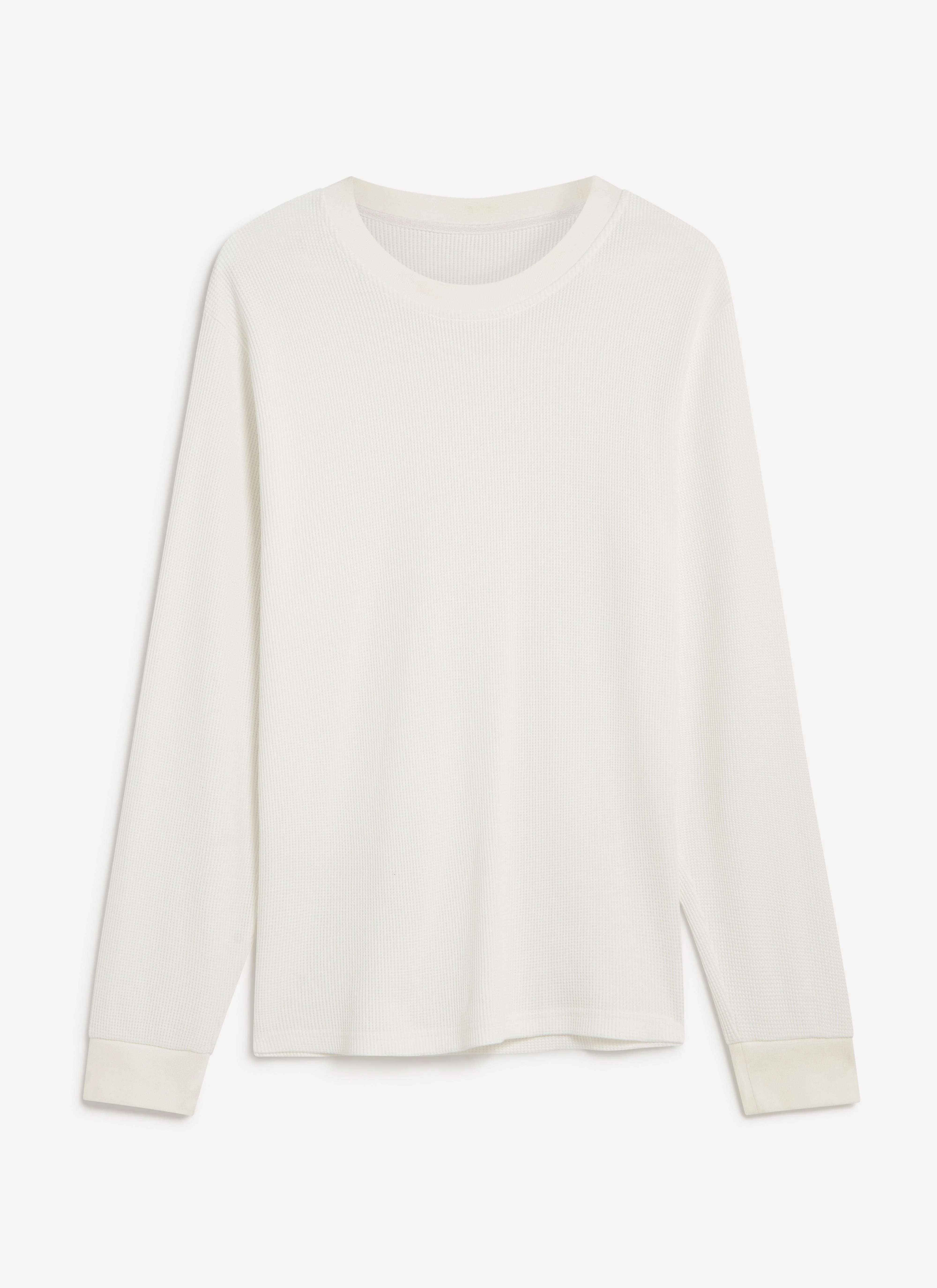 Waffle Long Sleeve T Shirt | Cotton | White - Image 5