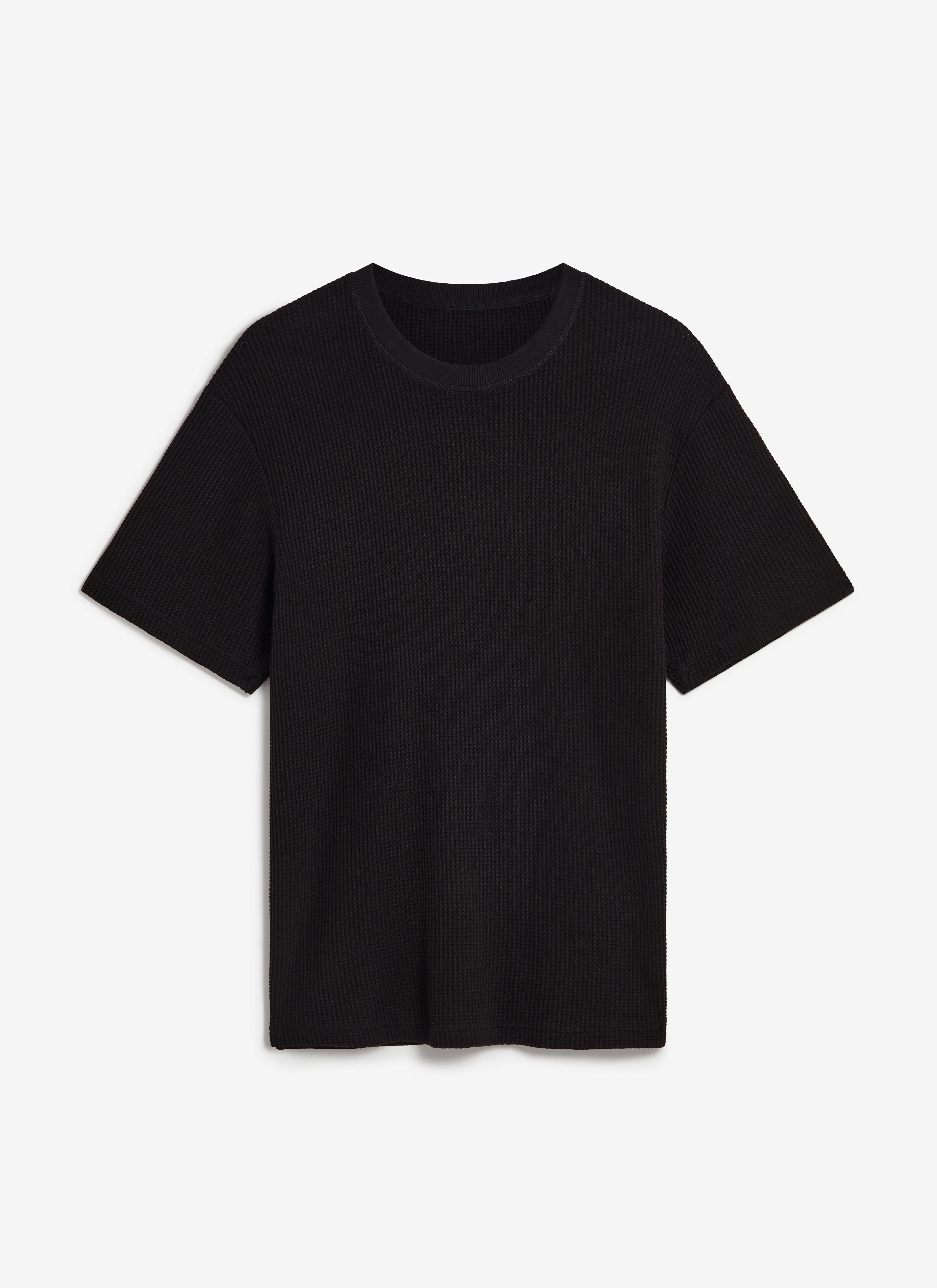 Waffle Short Sleeve T Shirt | Cotton | Black - Image 7
