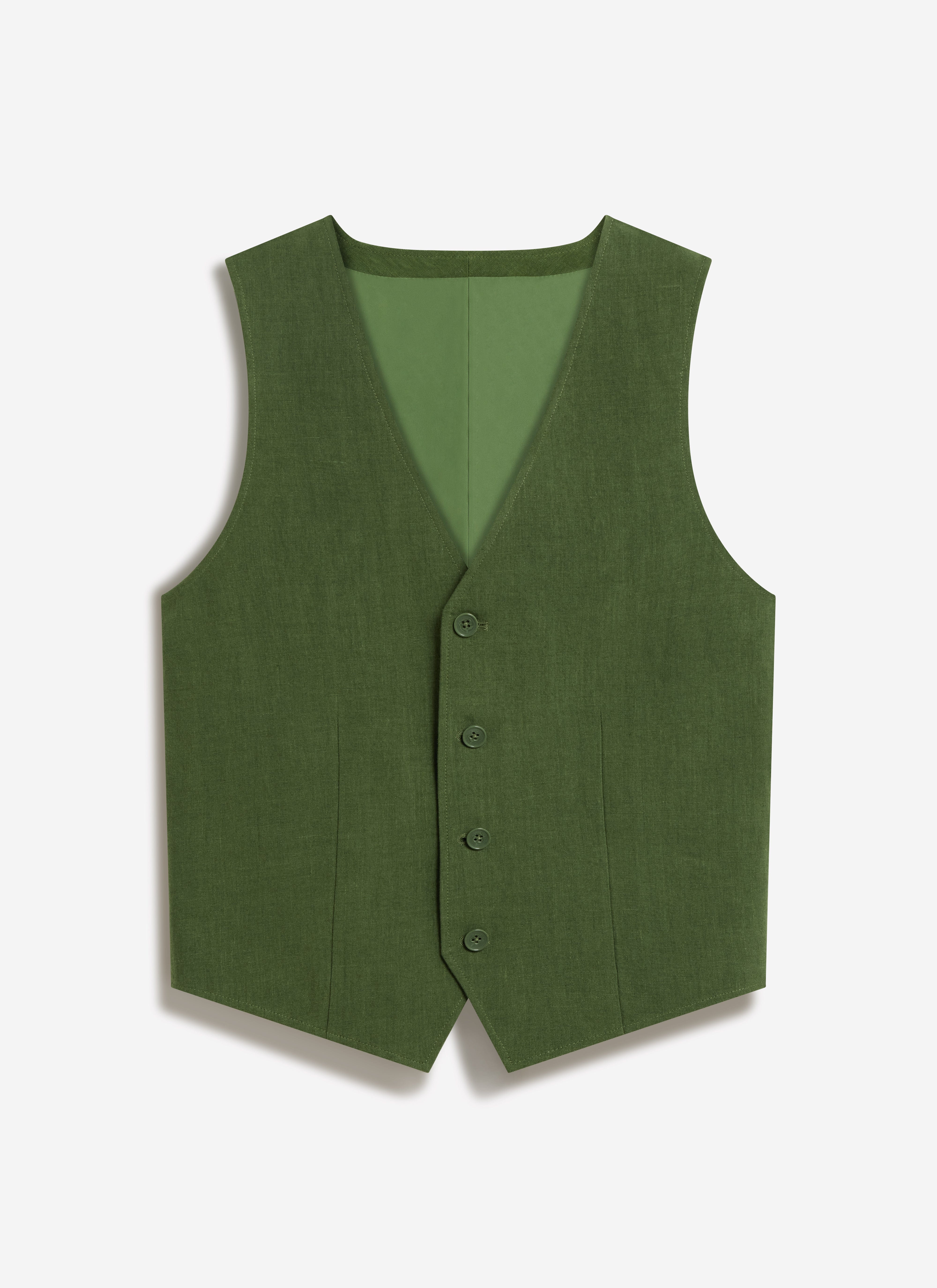 Waistcoat | Linen | Forest - Image 5